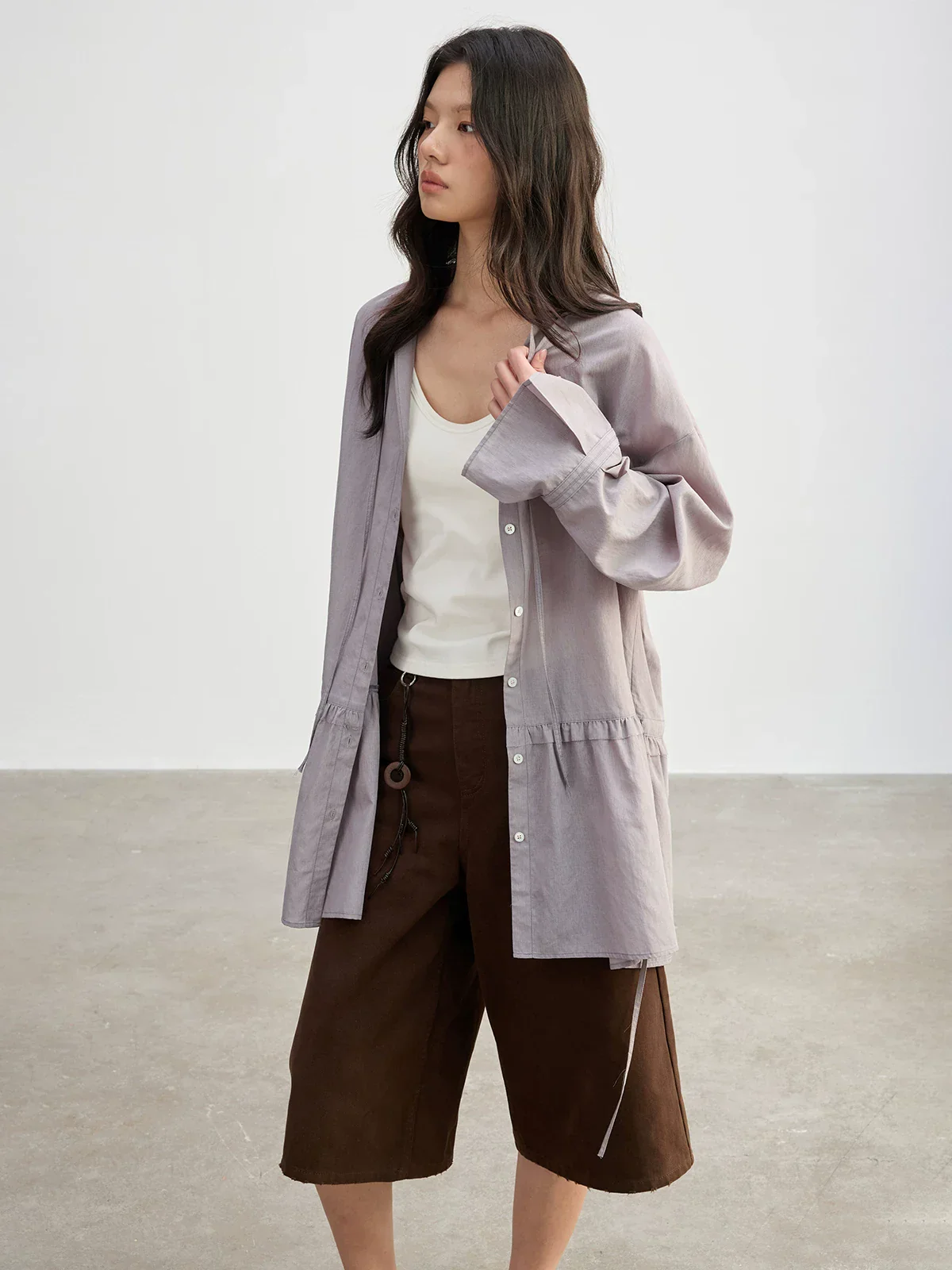 Tie-Neck Shirt Tunic - Image 2