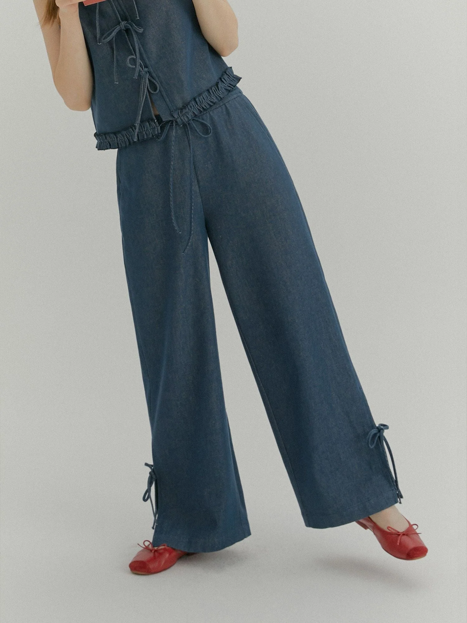 Tie-Slit Wide Pants