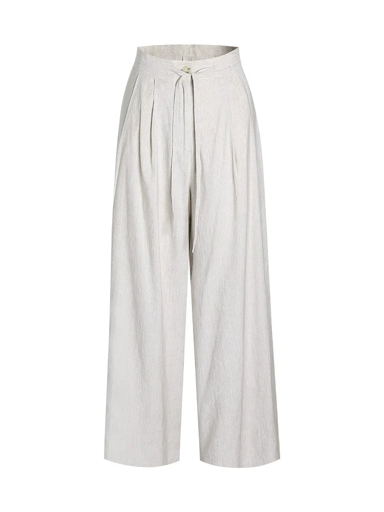 Tie-Waist Pleated Wide-Leg Pants - Image 5