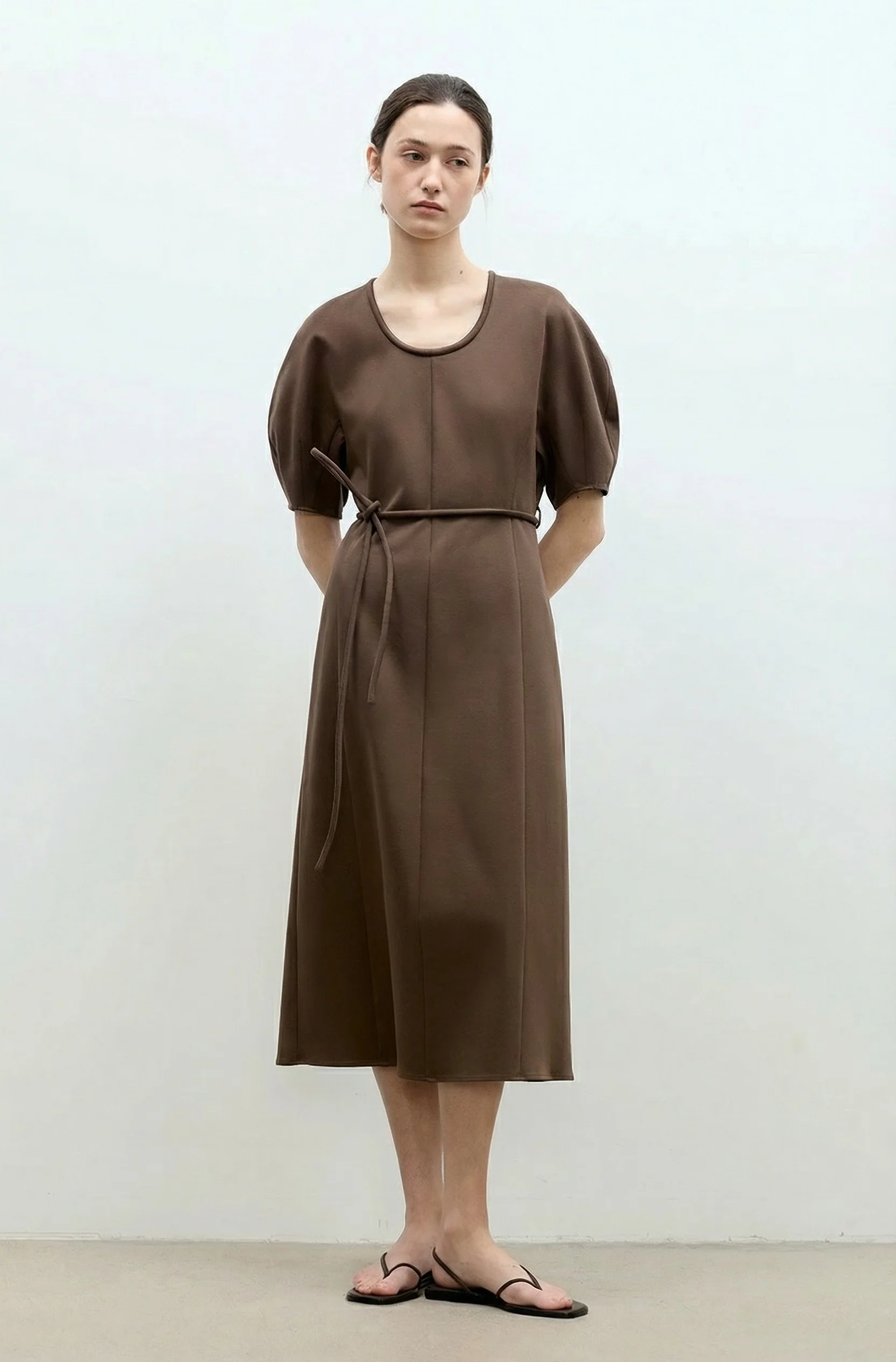 Tie-Waist Puff Dress