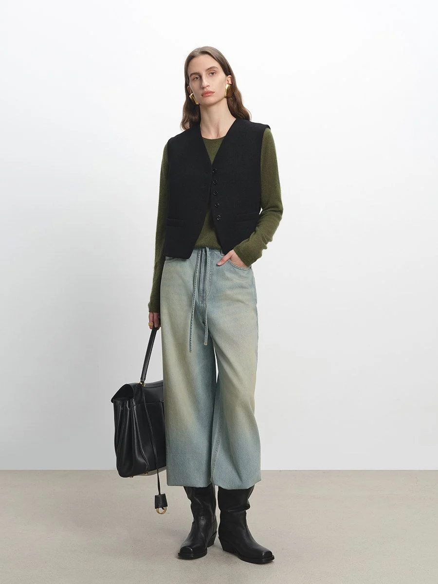 Tie-Waist Wide Jeans - Image 2