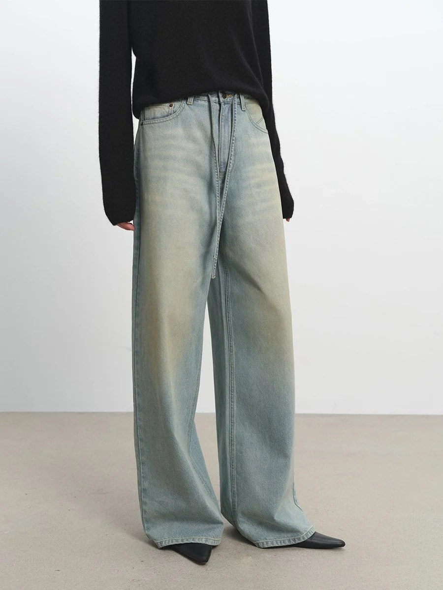 Tie-Waist Wide Jeans - Image 3