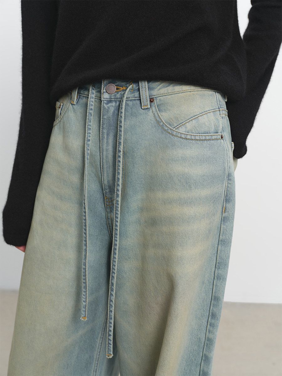 Tie-Waist Wide Jeans - Image 4