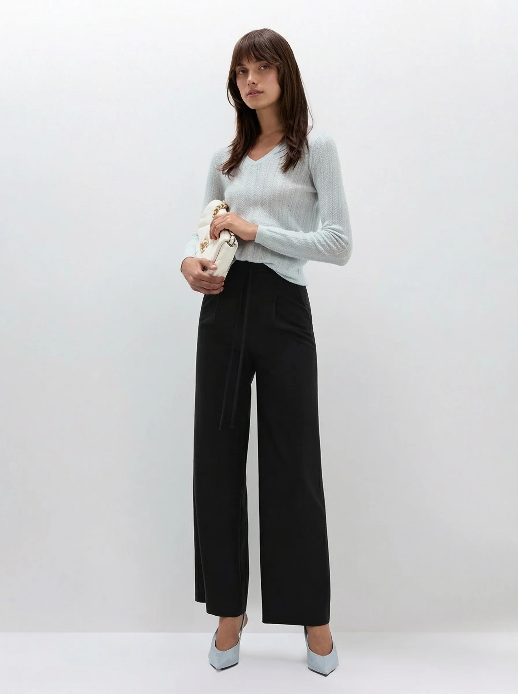 Tie-Waist Wide Trousers