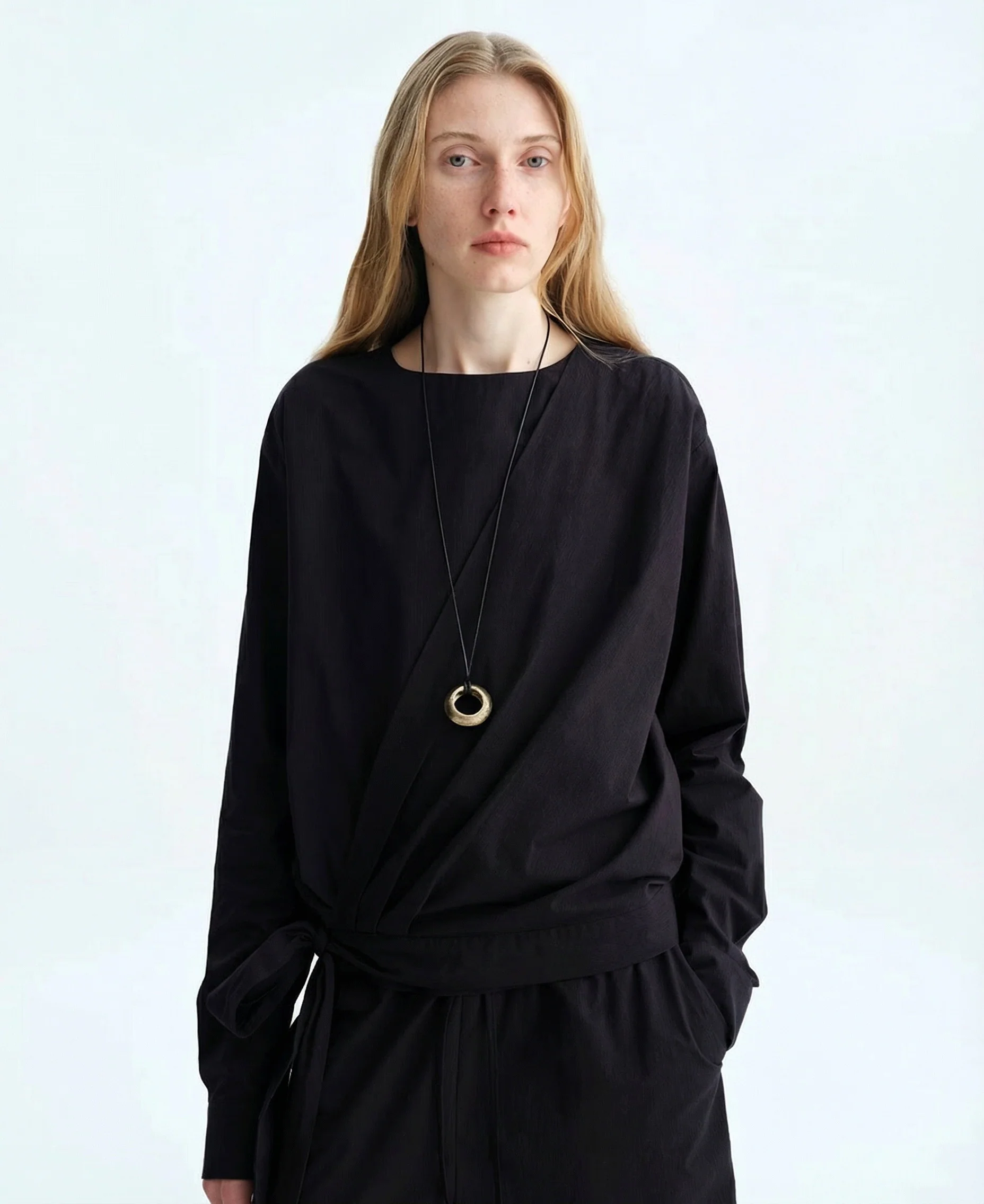Tie-Waist Wrap Blouse