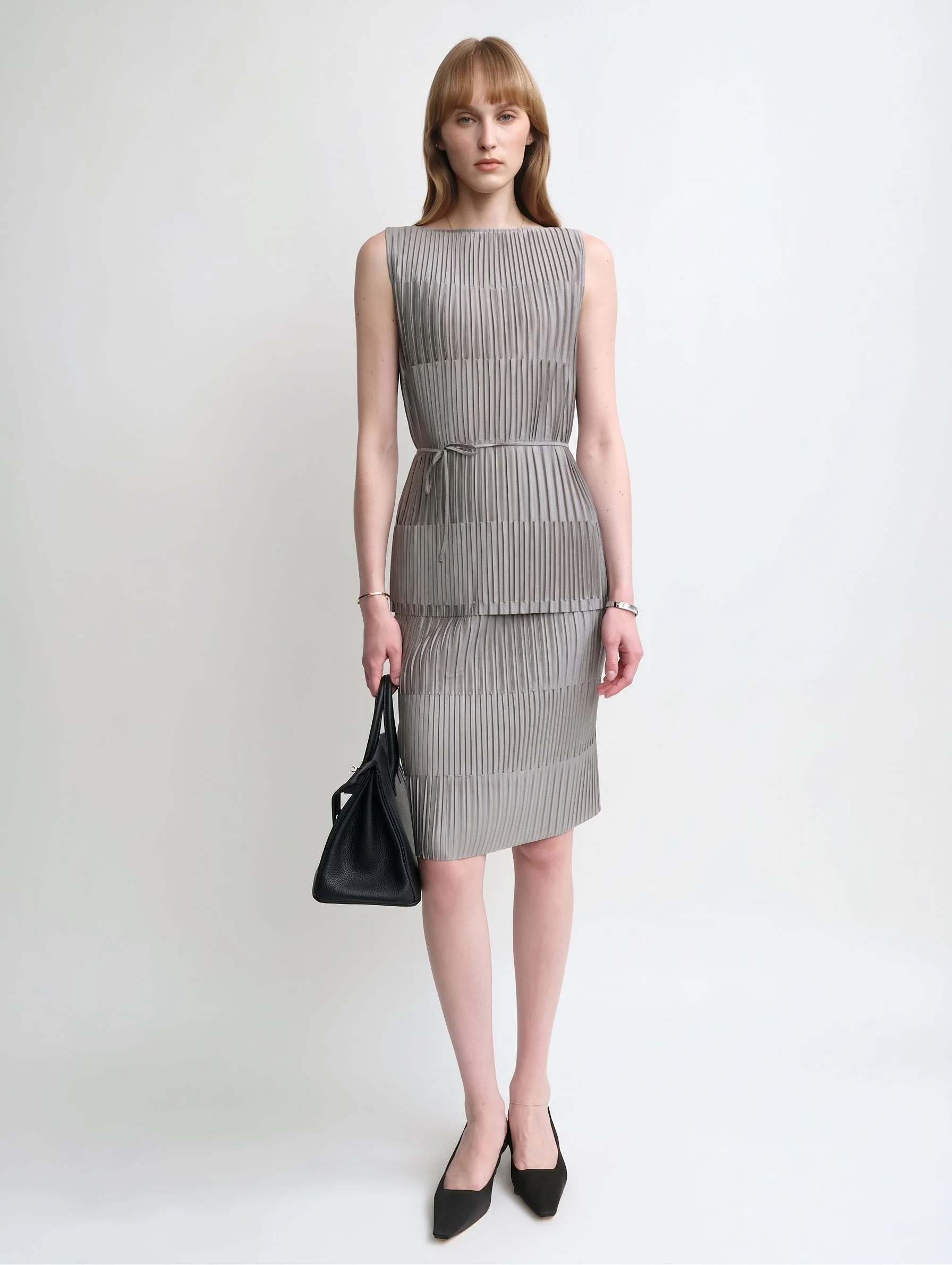 Tiered Pleat Dress