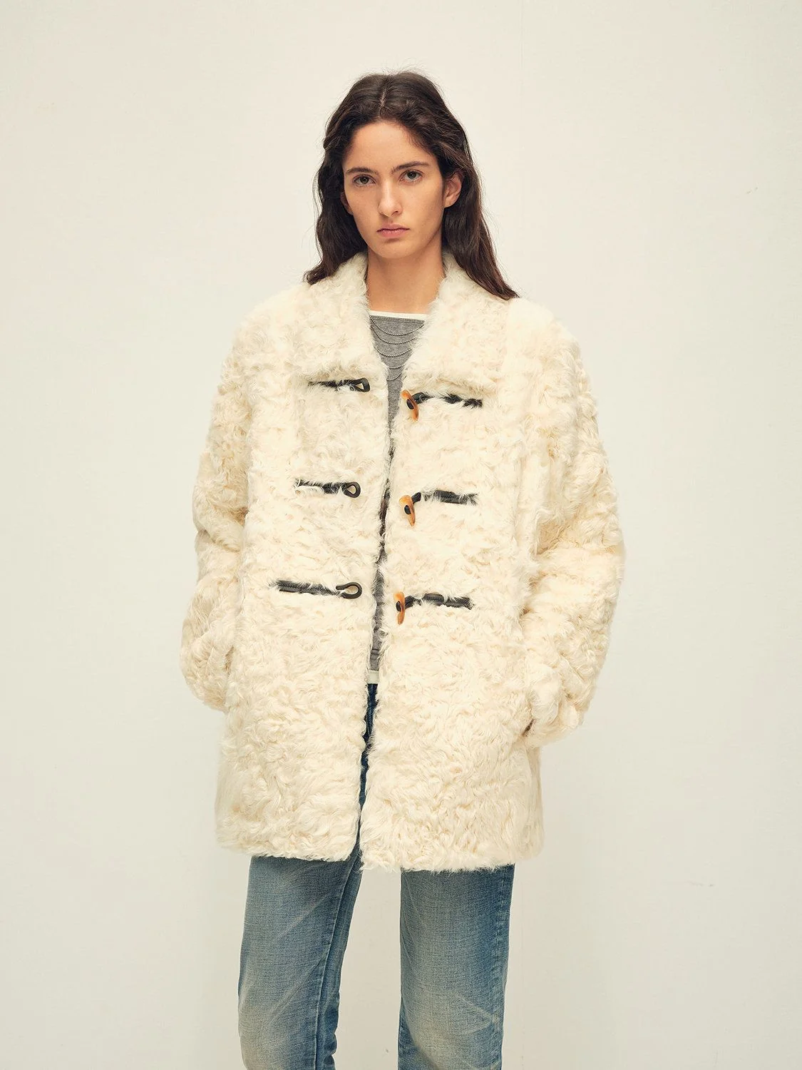 Toggle Faux-Fur Coat