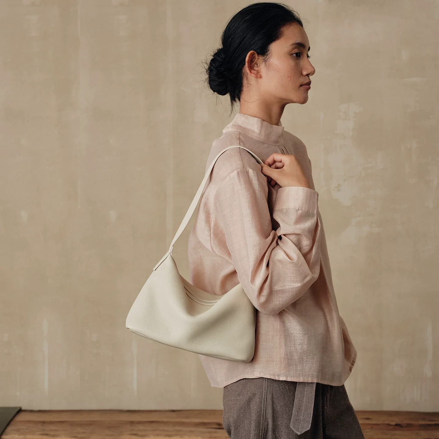 Togo Leather Crescent Hobo Bag - Image 12
