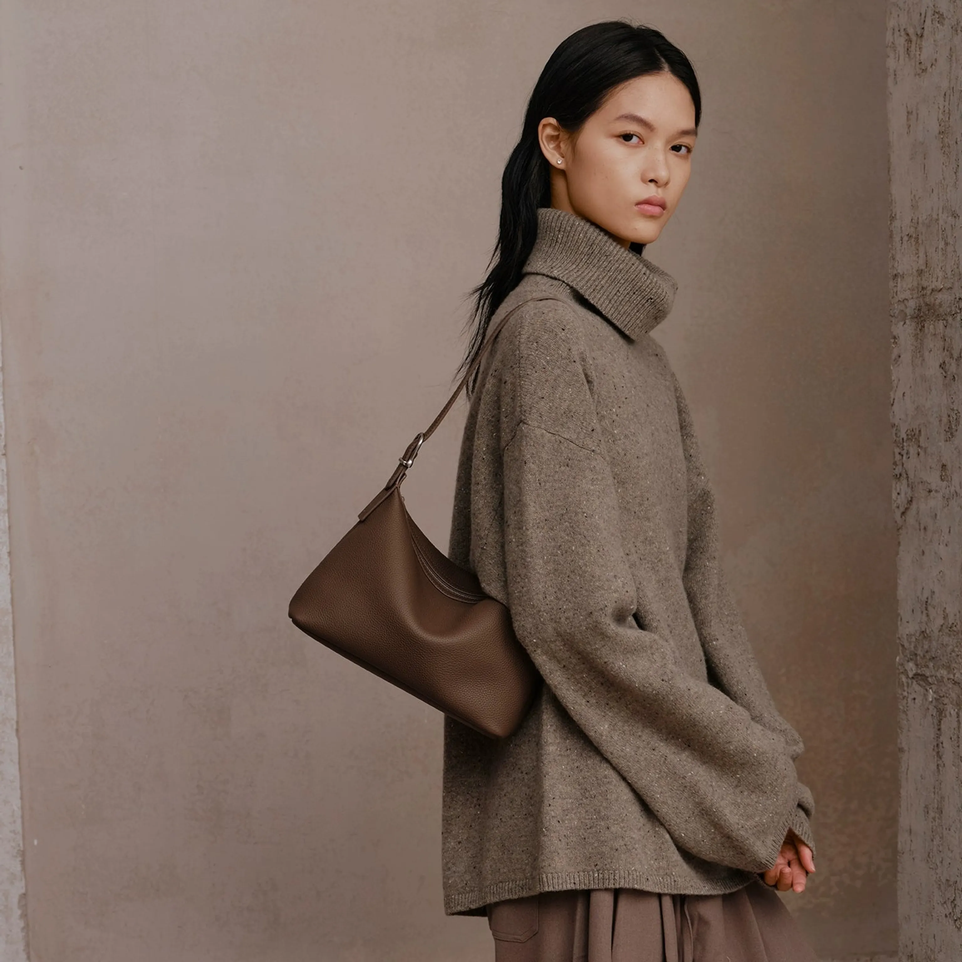Togo Leather Crescent Hobo Bag - Image 13