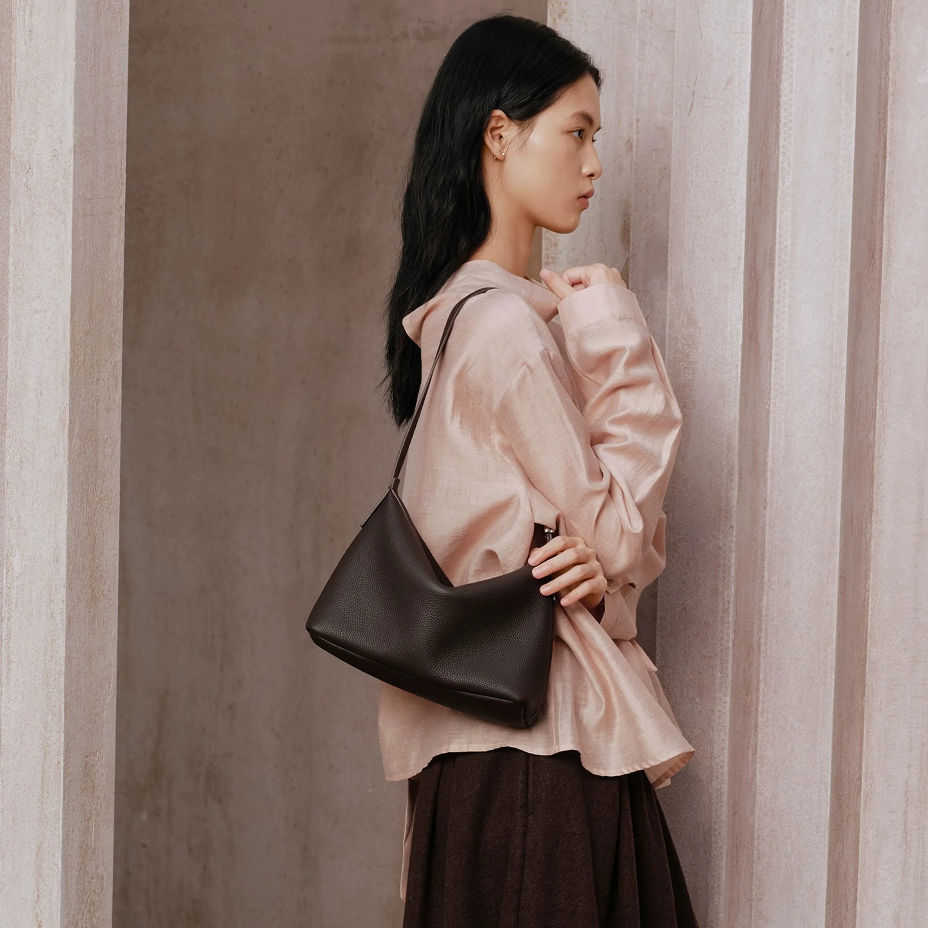 Togo Leather Crescent Hobo Bag - Image 14
