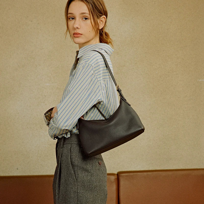 Togo Leather Crescent Hobo Bag - Image 4