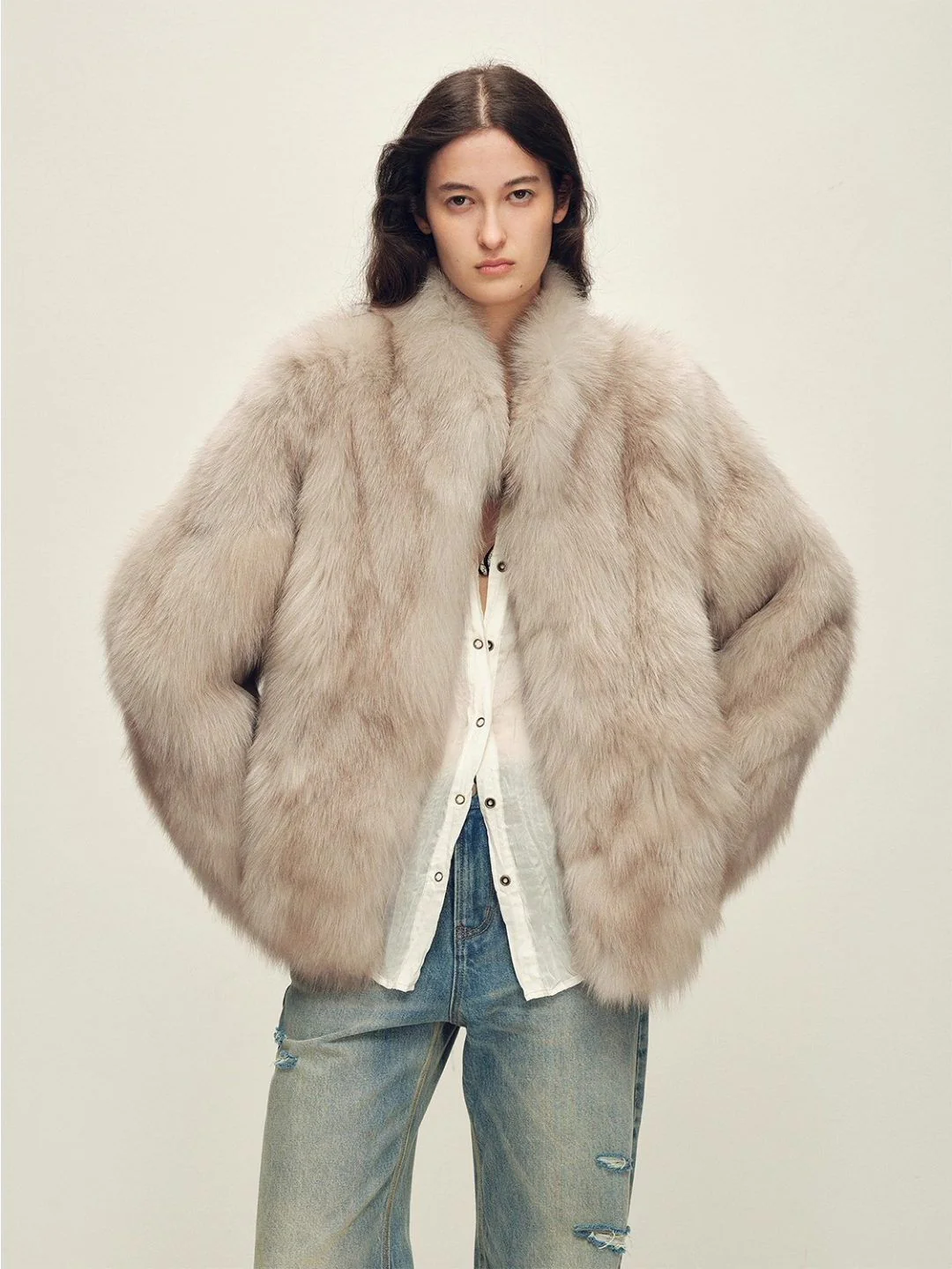 Tonal Fox Fur Jacket - Image 4