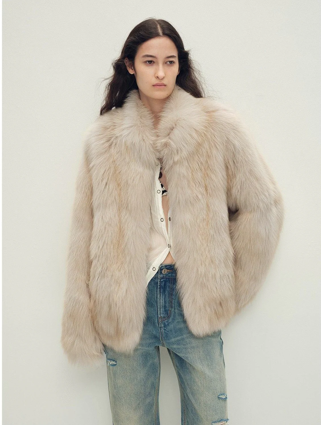 Tonal Fox Fur Jacket - Image 9