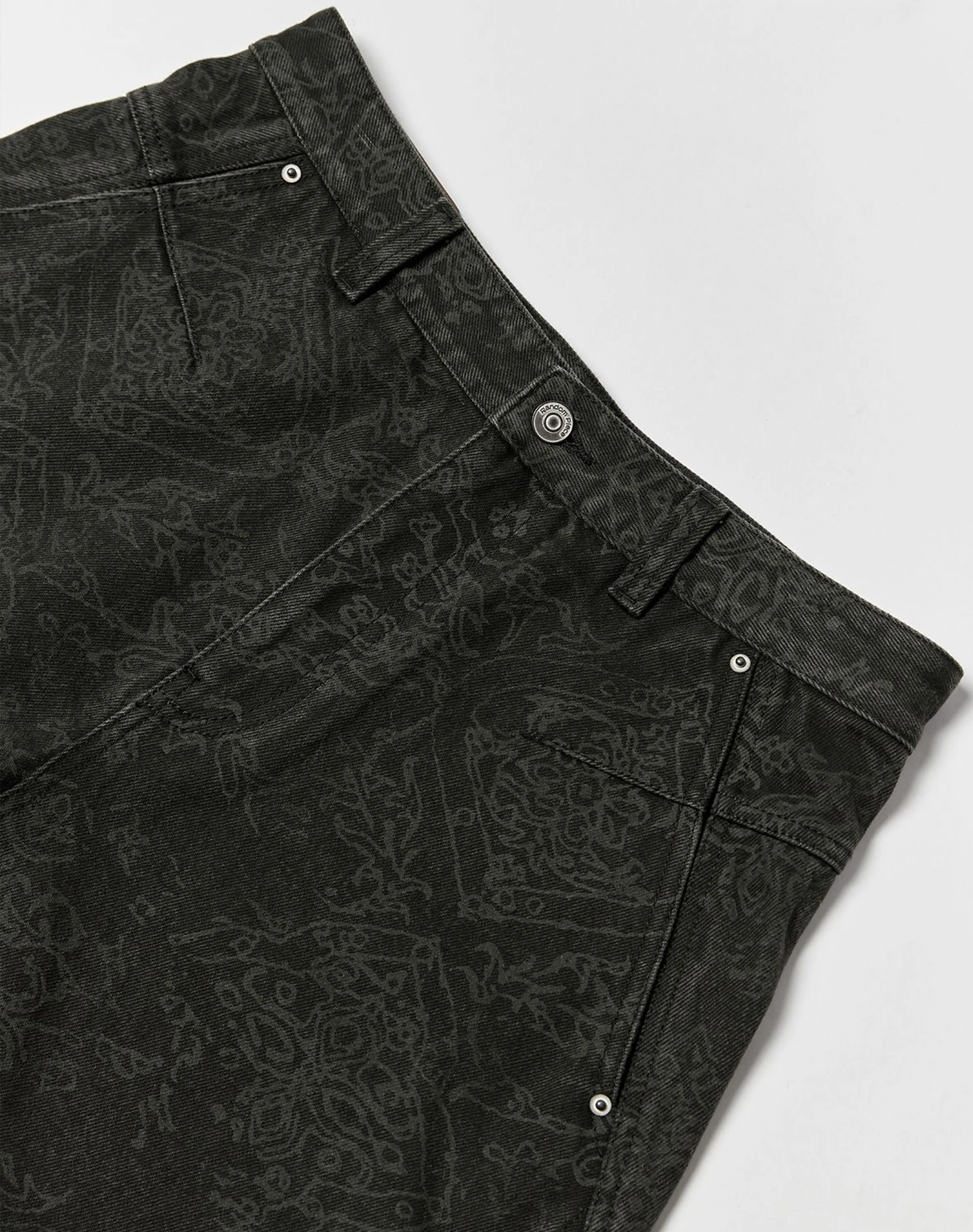 Tonal Pattern Wide-Leg Jeans - Image 6