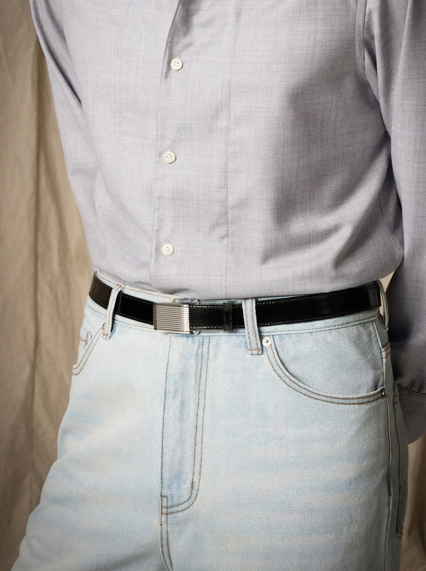 Top-Grain Croc-Embossed Leather Belt - Image 2