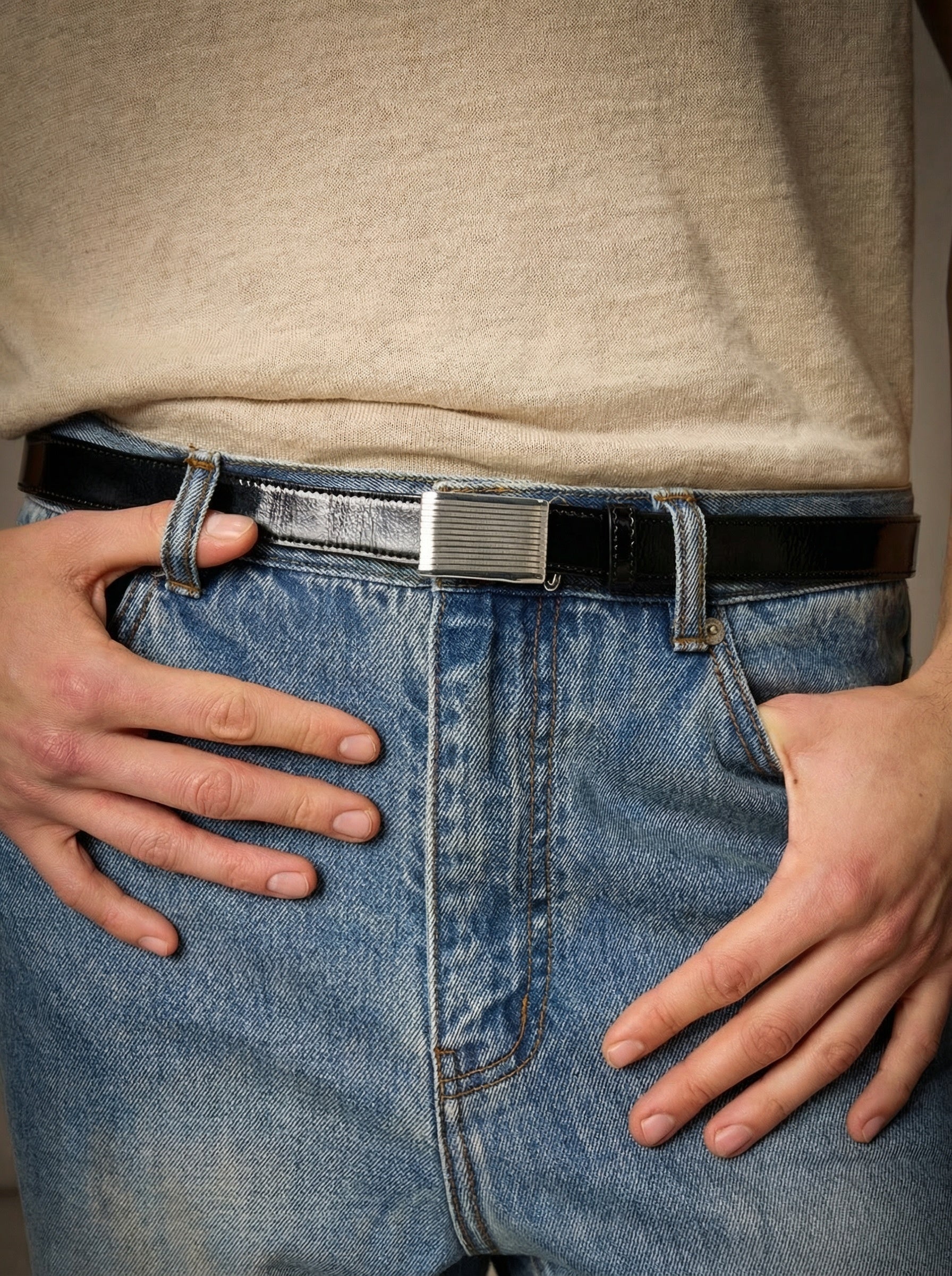 Top-Grain Croc-Embossed Leather Belt - Image 3