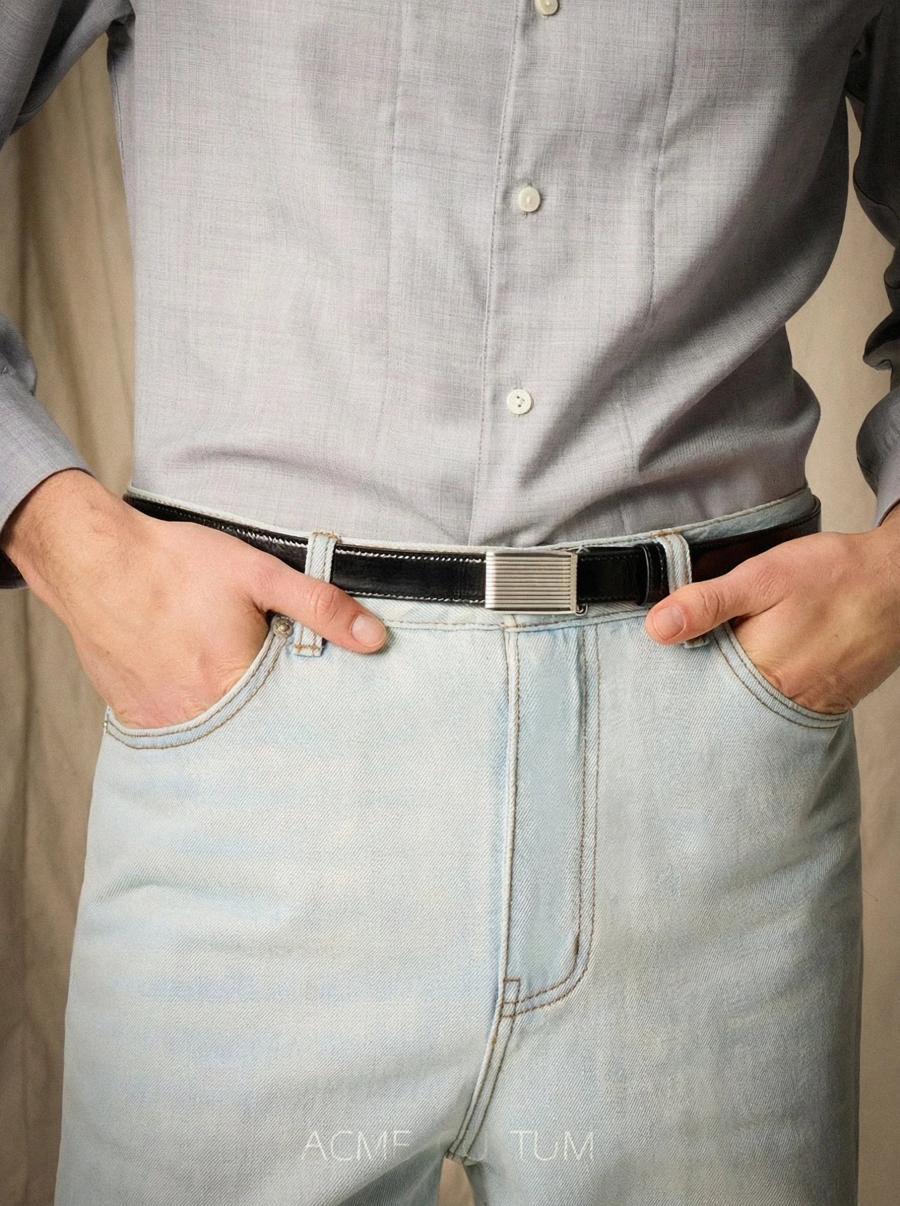 Top-Grain Croc-Embossed Leather Belt - Image 4