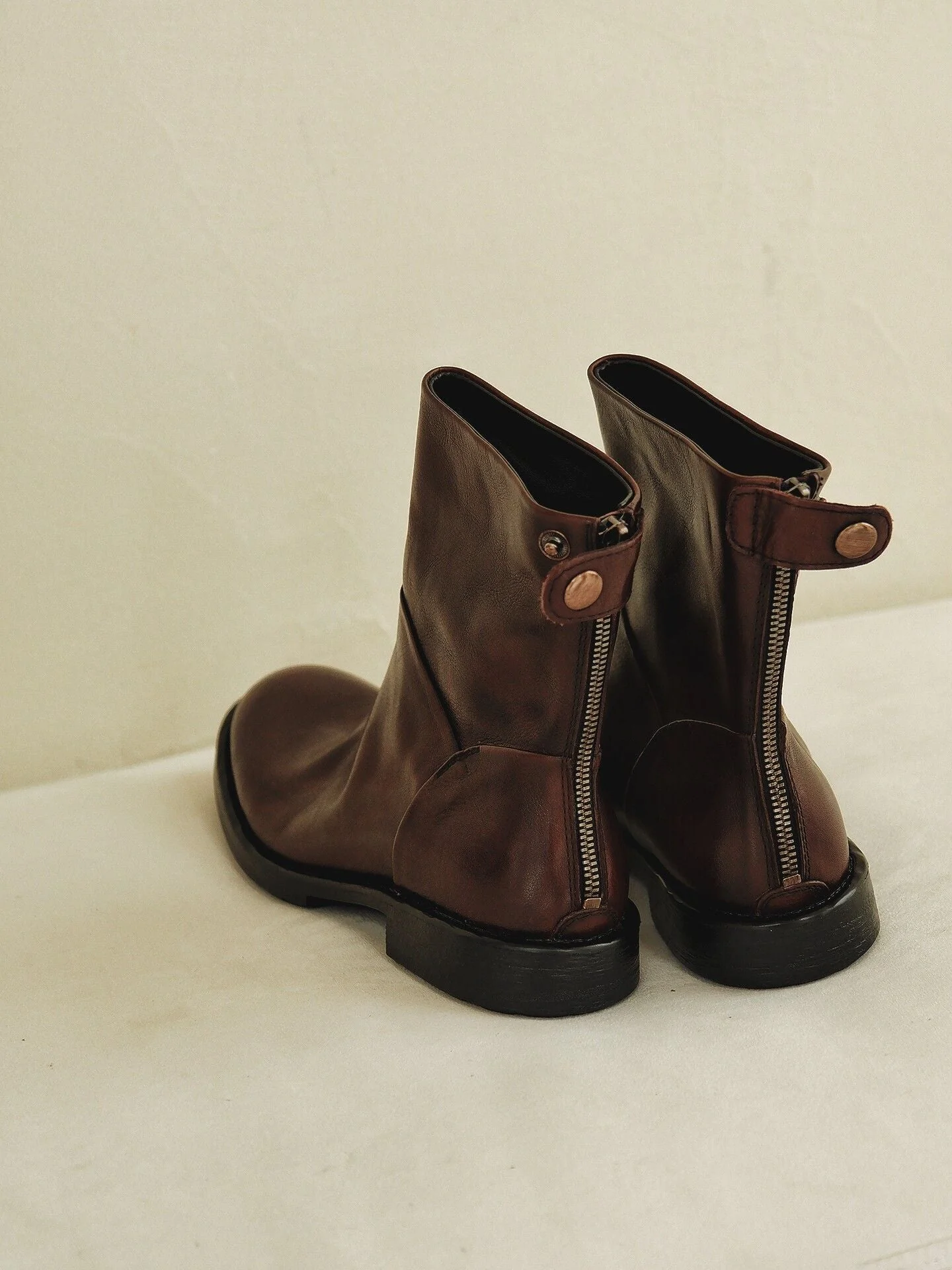 Top-Grain Leather Back-Zip Ankle Boots - Image 2