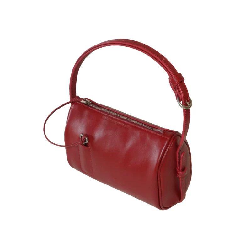 Top Grain Leather Barrel Shoulder Bag - Image 8