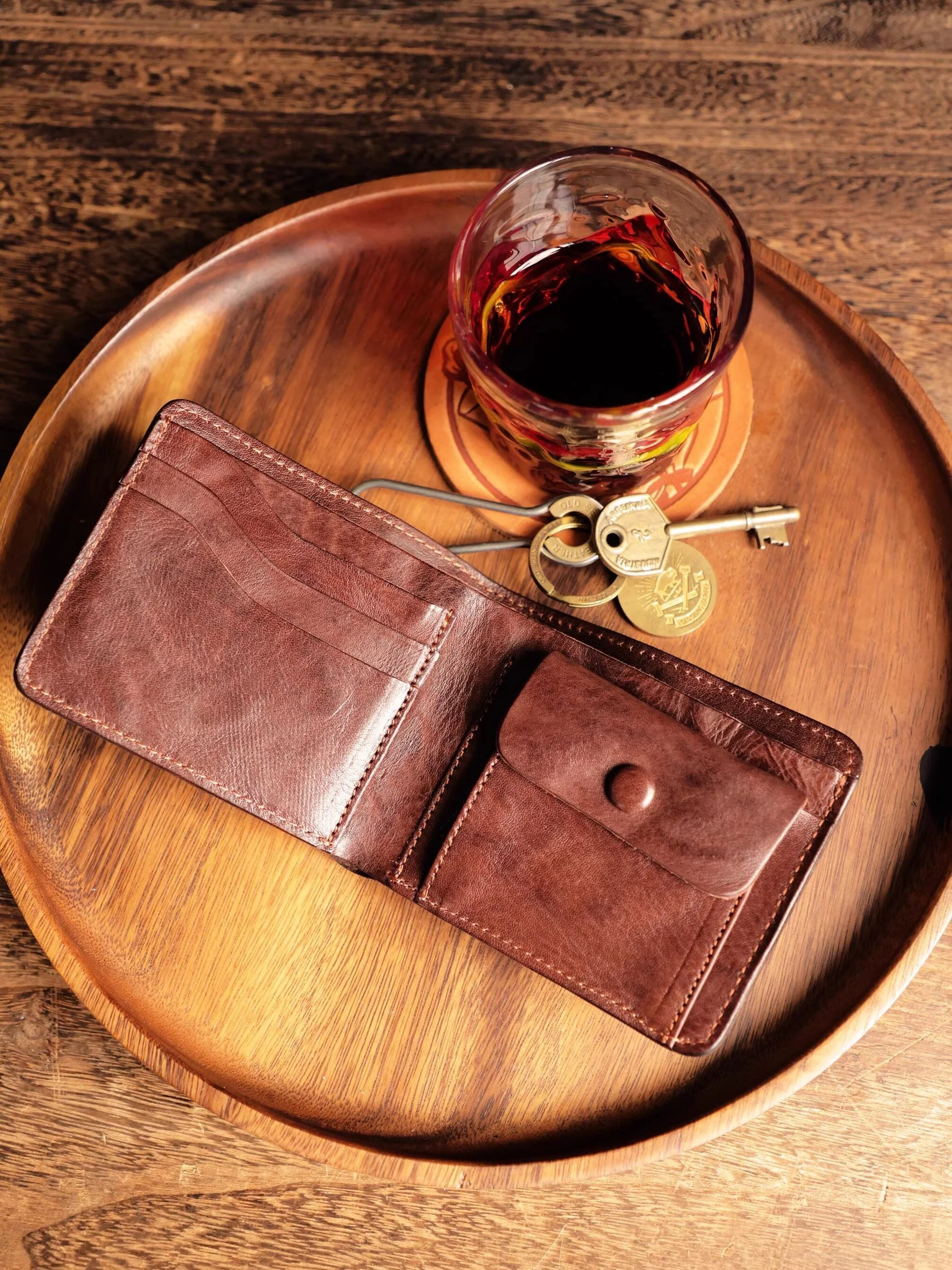 Top Grain Leather Bifold Coin Wallet