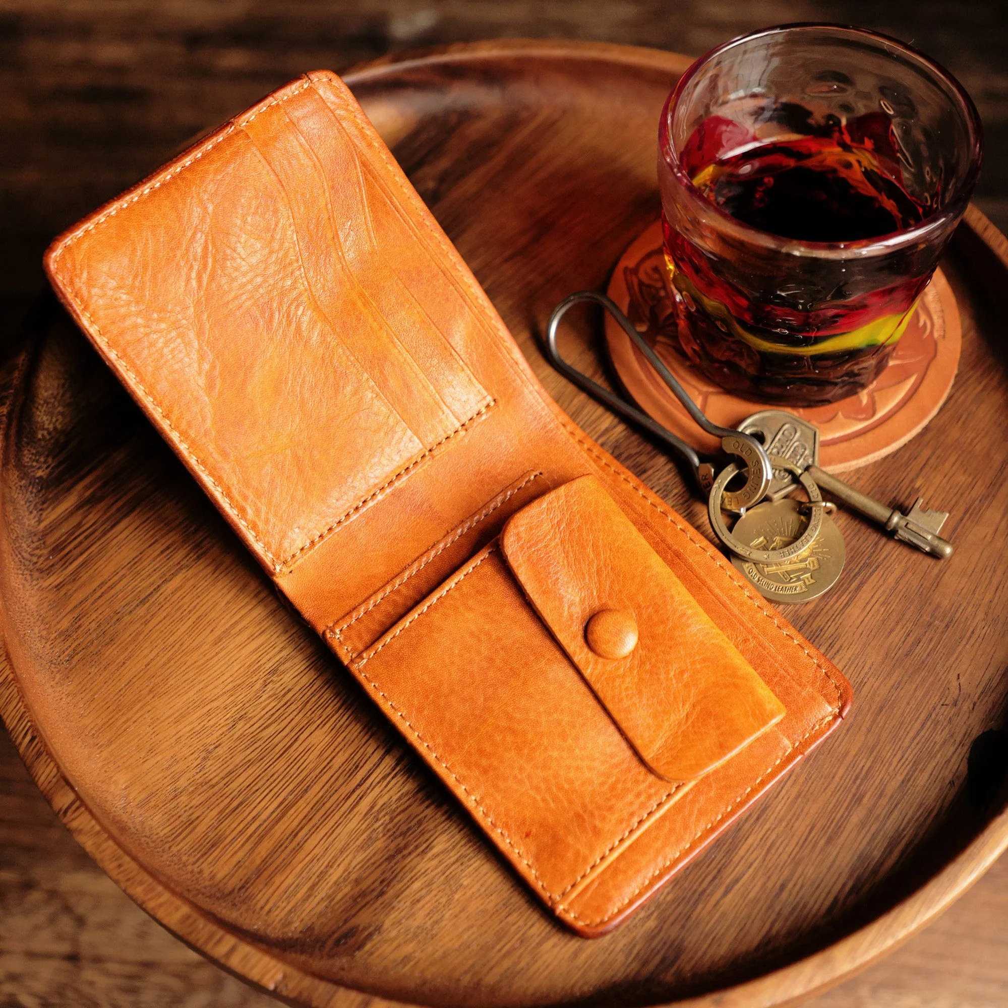 Top Grain Leather Bifold Coin Wallet - Image 5