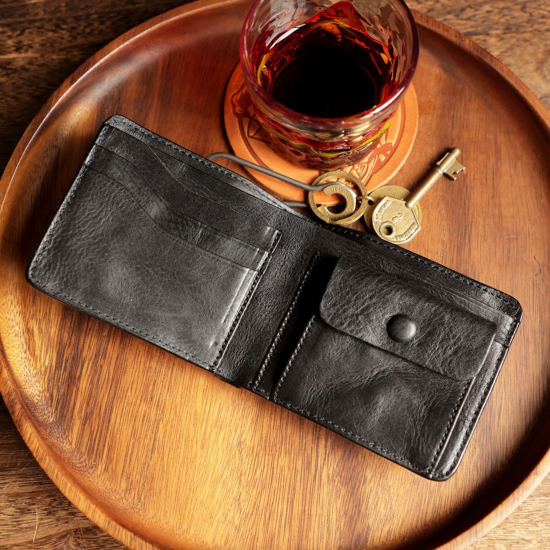 Top Grain Leather Bifold Coin Wallet - Image 7