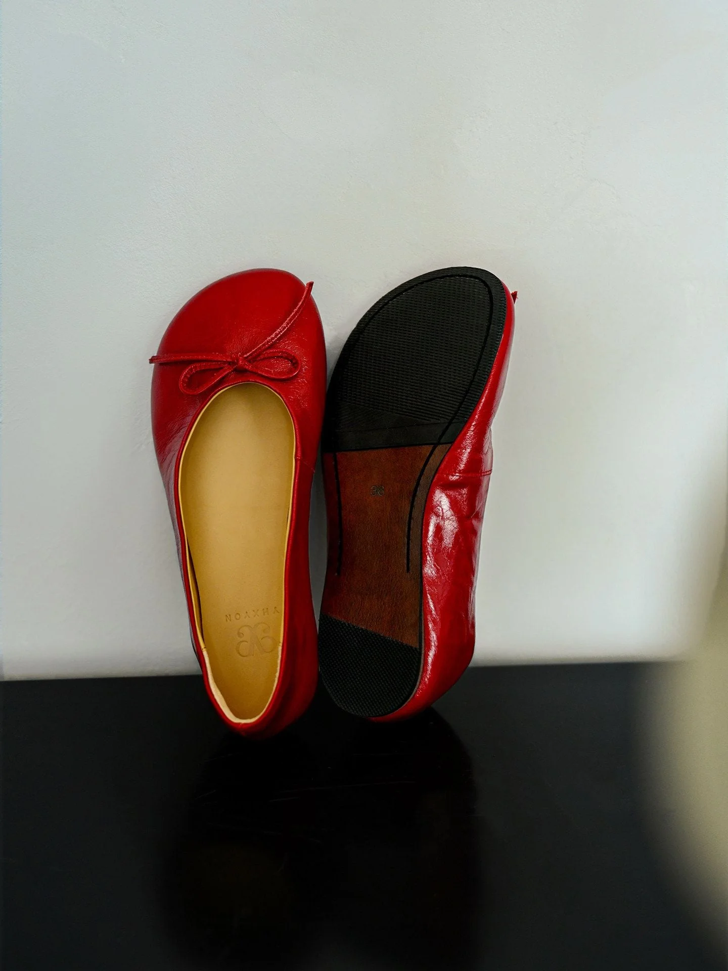 Top Grain Leather Bow Ballet Flats