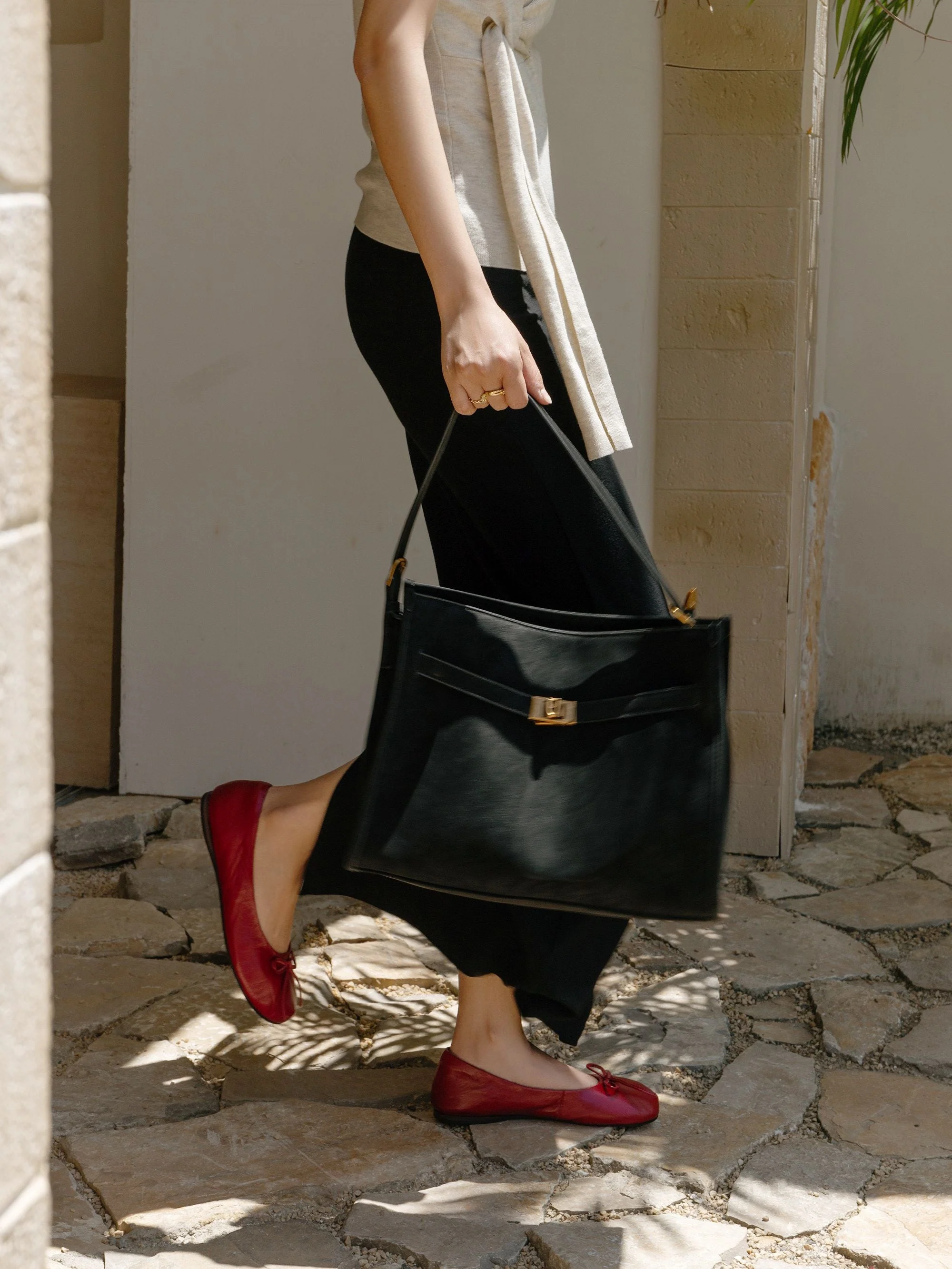 Top Grain Leather Bow Ballet Flats - Image 5