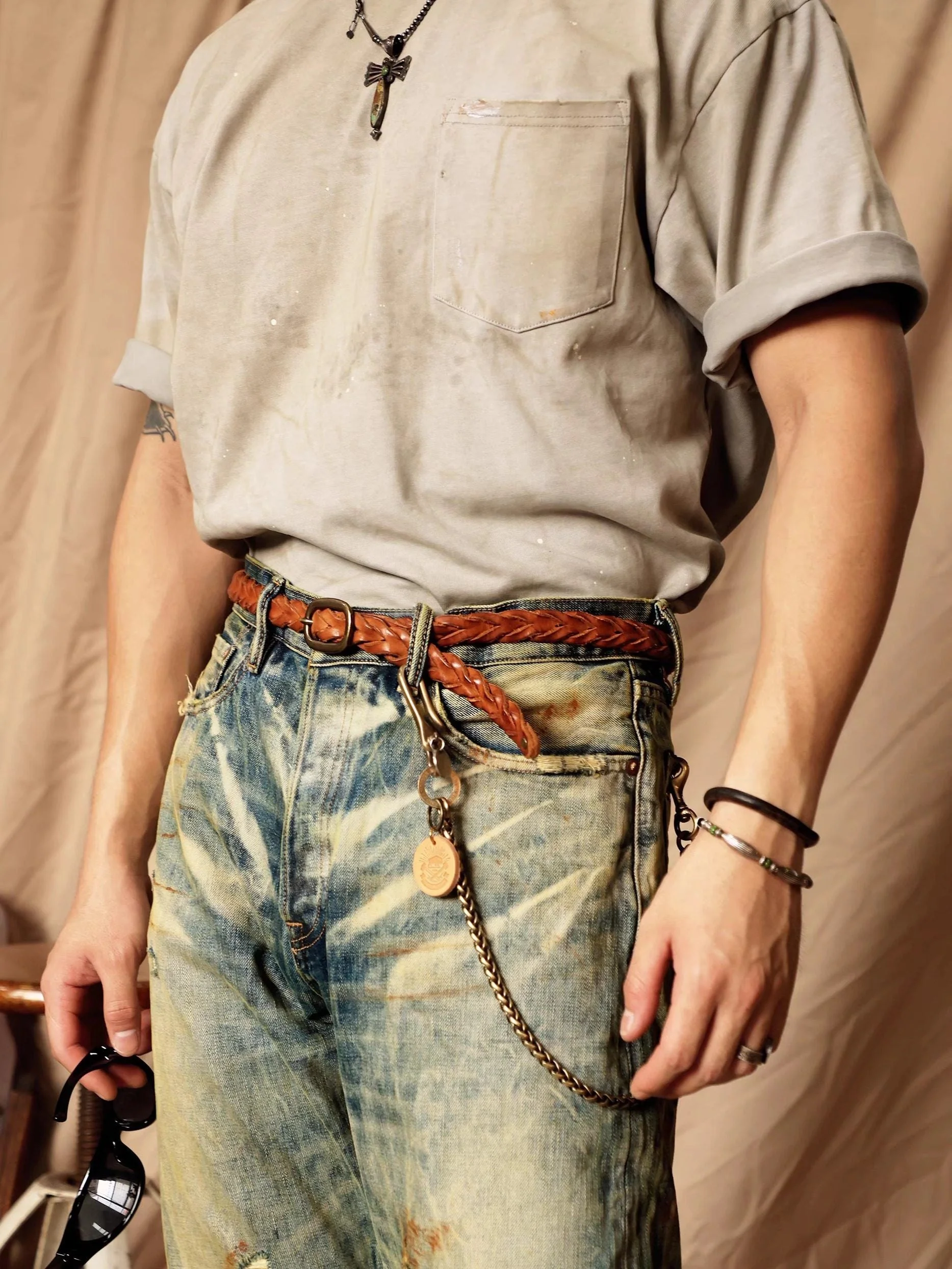 Top Grain Leather Braided Oval Belt