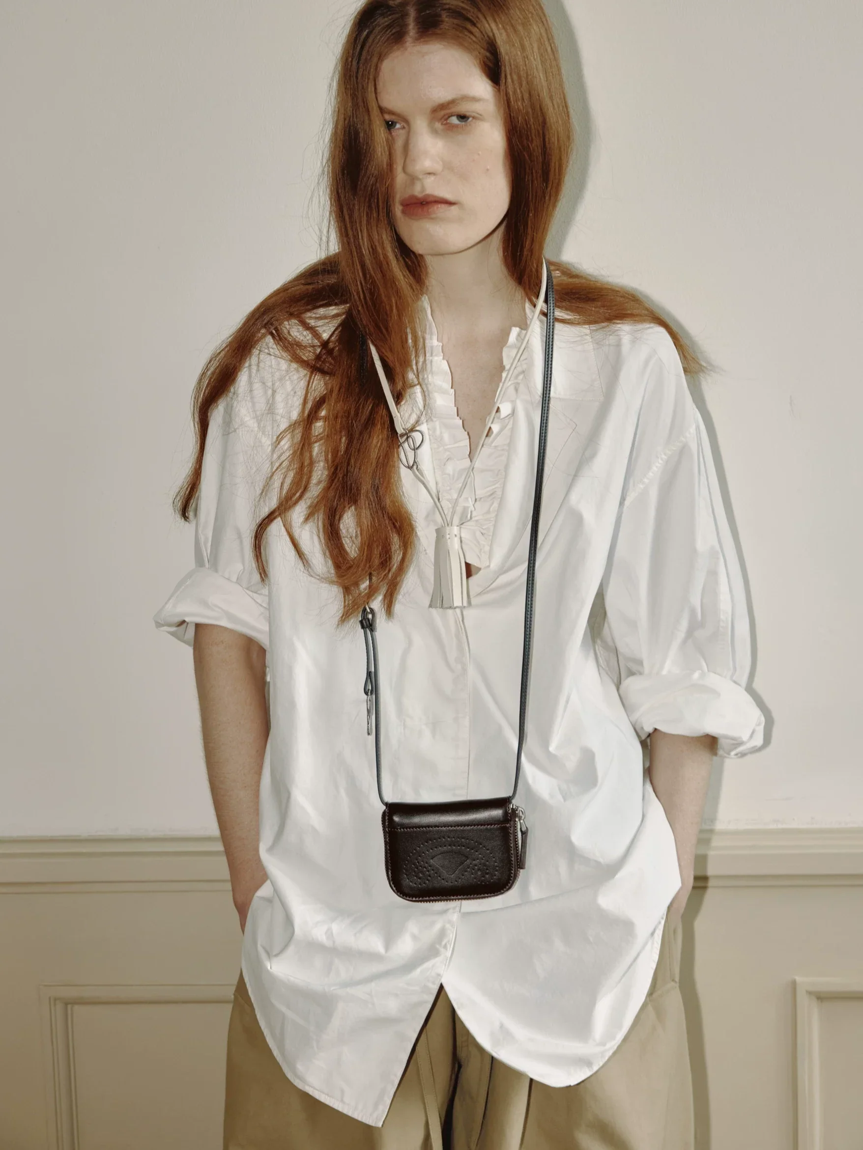 Top-Grain Leather Brogue Mini Pouch - Image 4