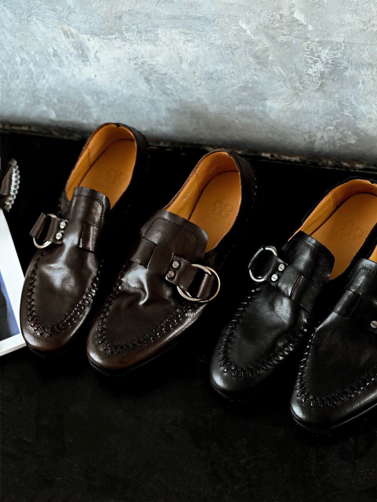 Top Grain Leather Buckle Moccasin Loafer - Image 2