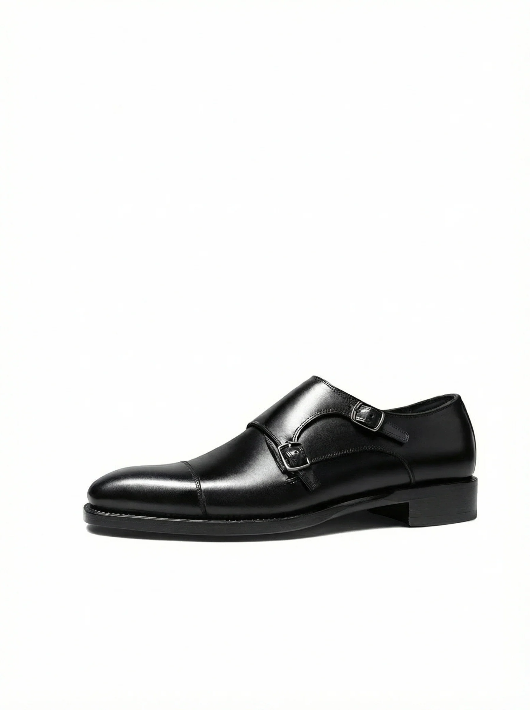 Top Grain Leather Cap-Toe Double Monk Strap