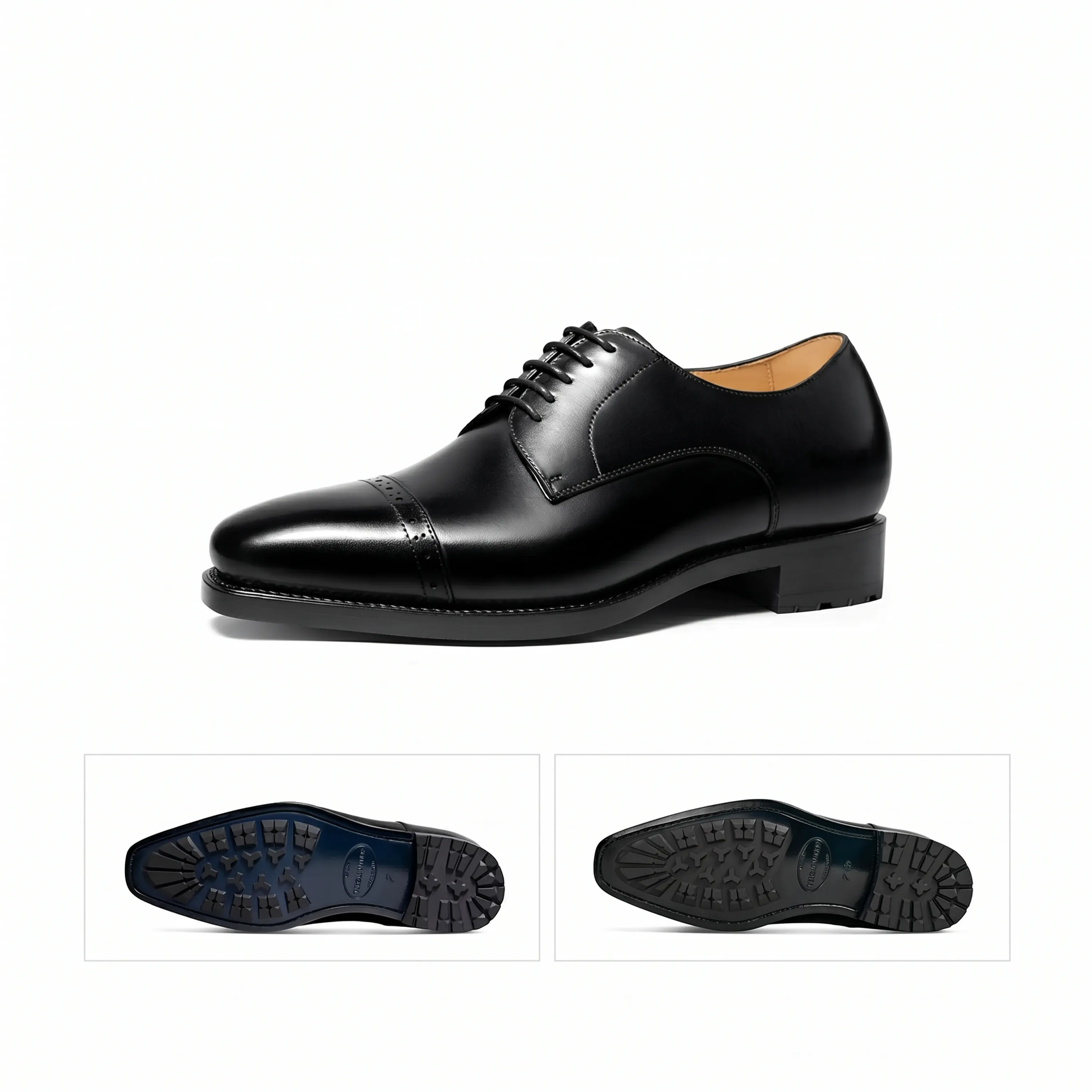 Top-Grain Leather Cap-Toe Elevator Oxford