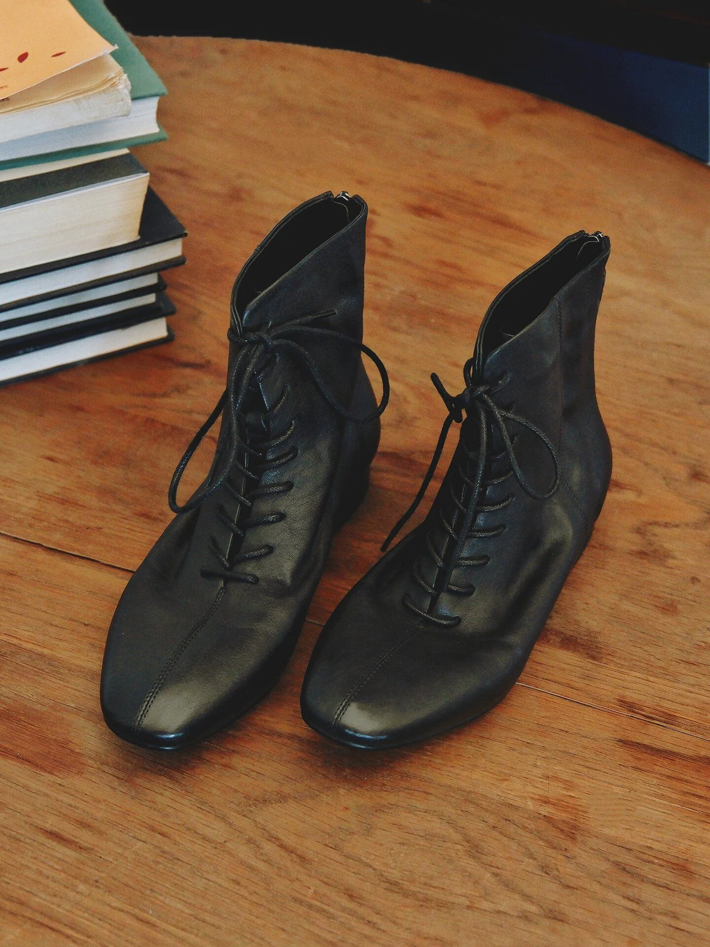 Top-Grain Leather Center-Seam Lace-Up Boots - Image 7