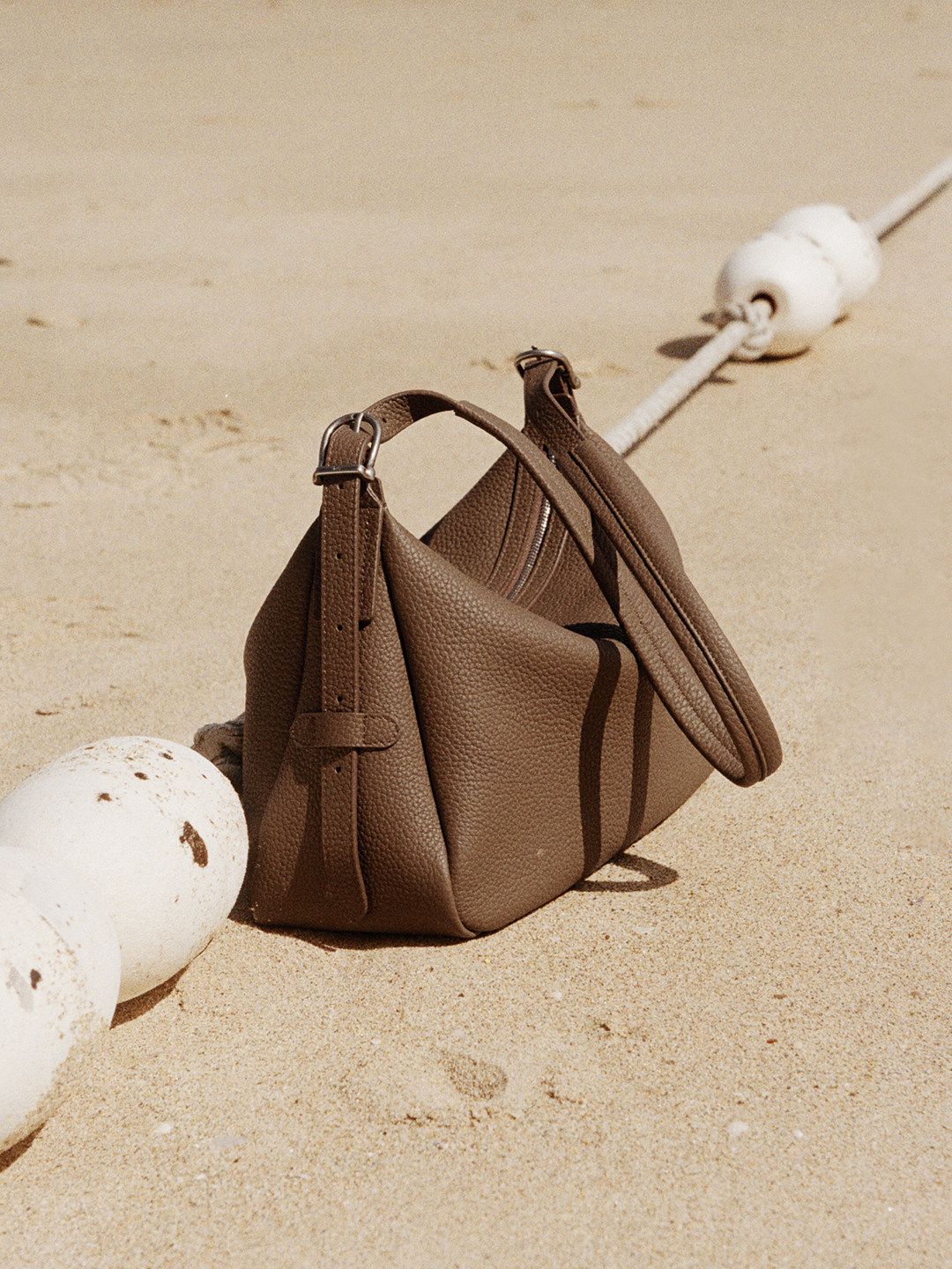Top-Grain Leather Crescent Hobo Bag - Image 5
