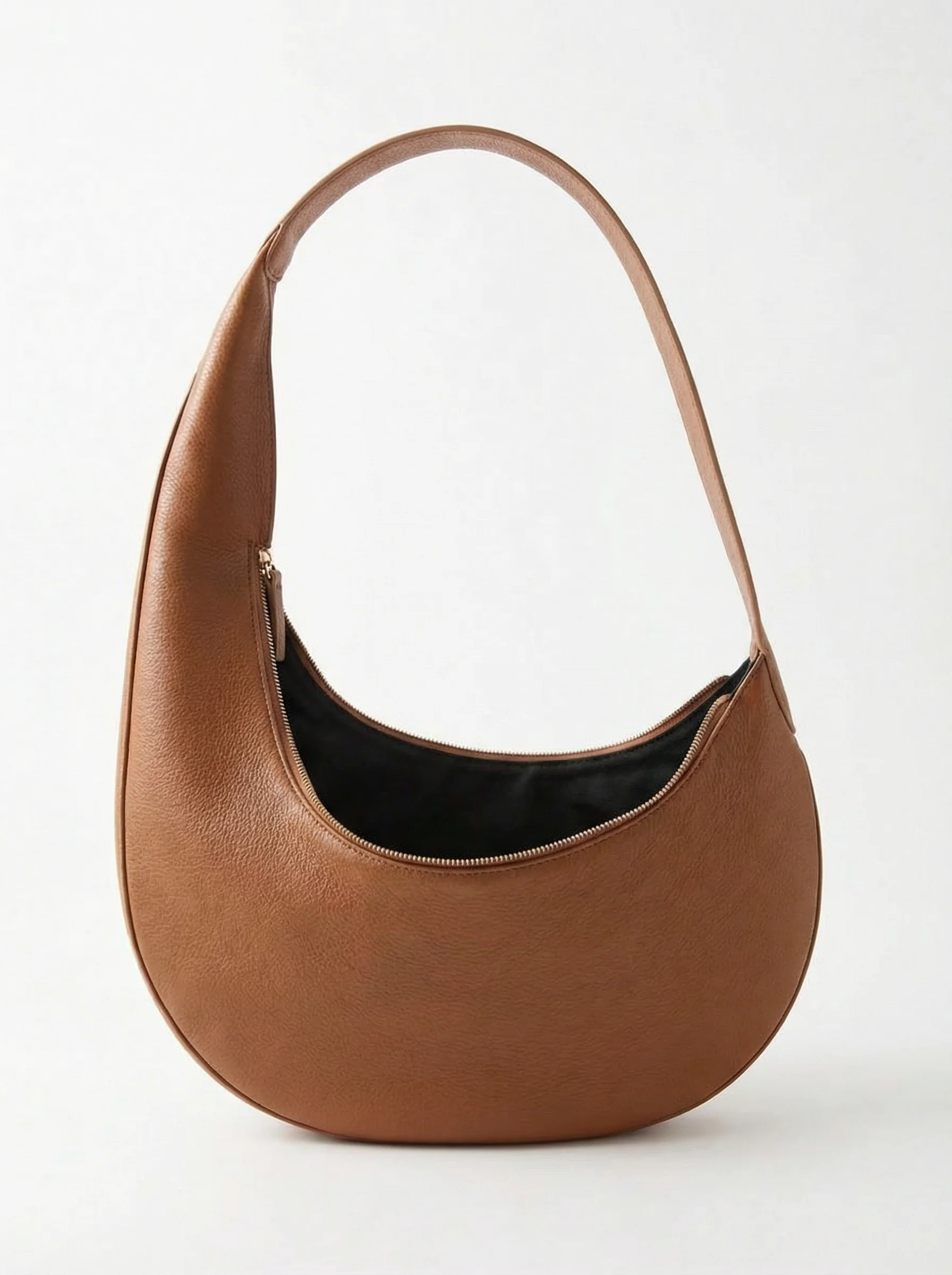 Top Grain Leather Crescent Hobo Bag - Image 4