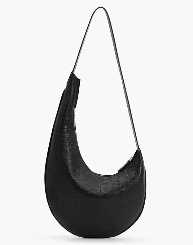 Top Grain Leather Crescent Hobo Bag - Image 6