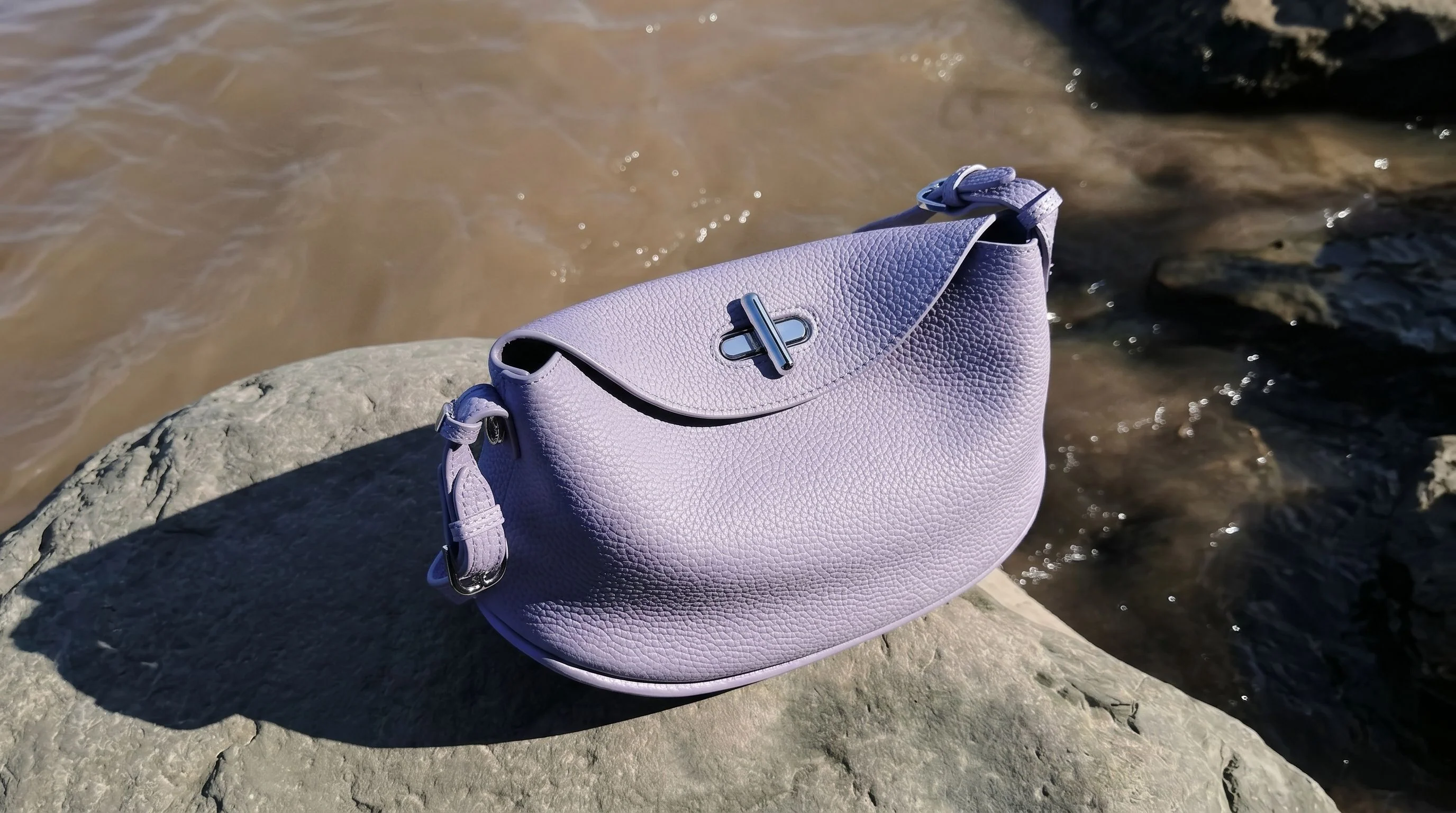 Top Grain Leather Crescent Shoulder Bag - Image 2