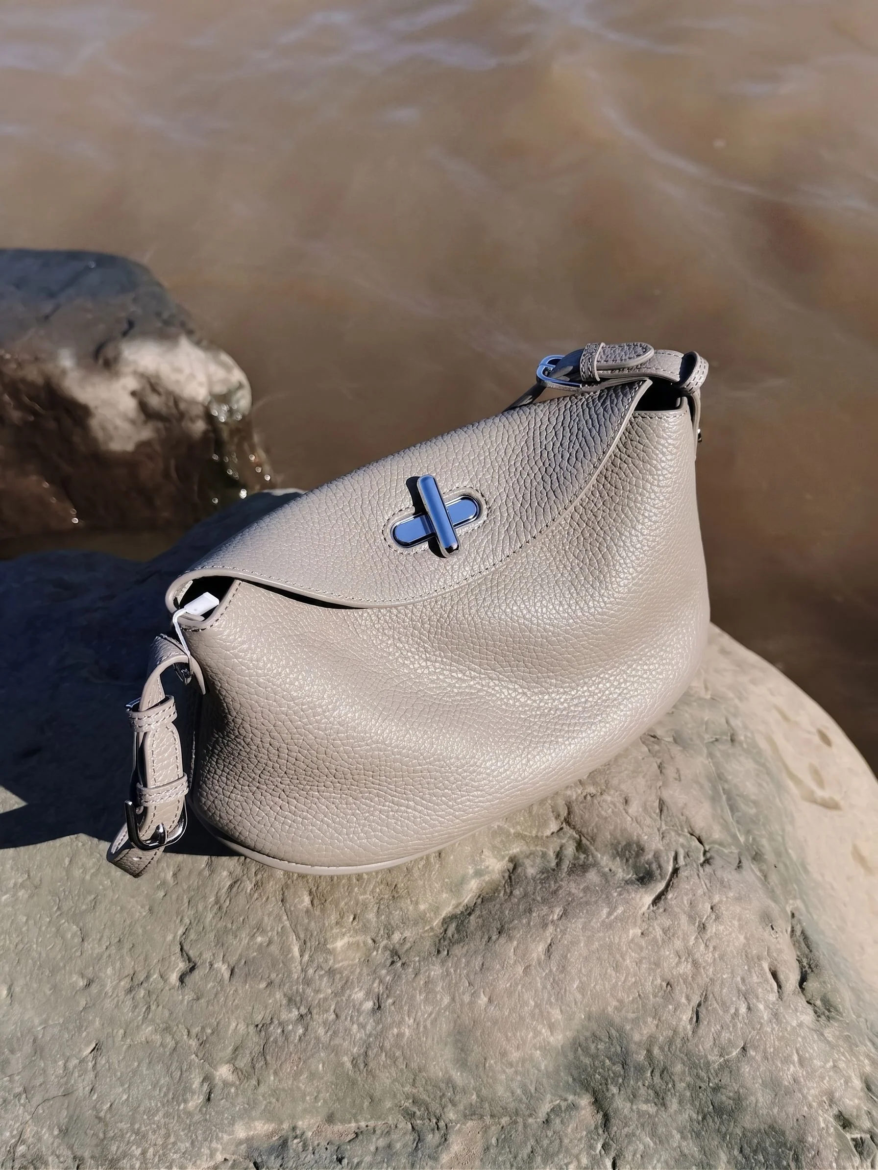 Top Grain Leather Crescent Shoulder Bag - Image 3