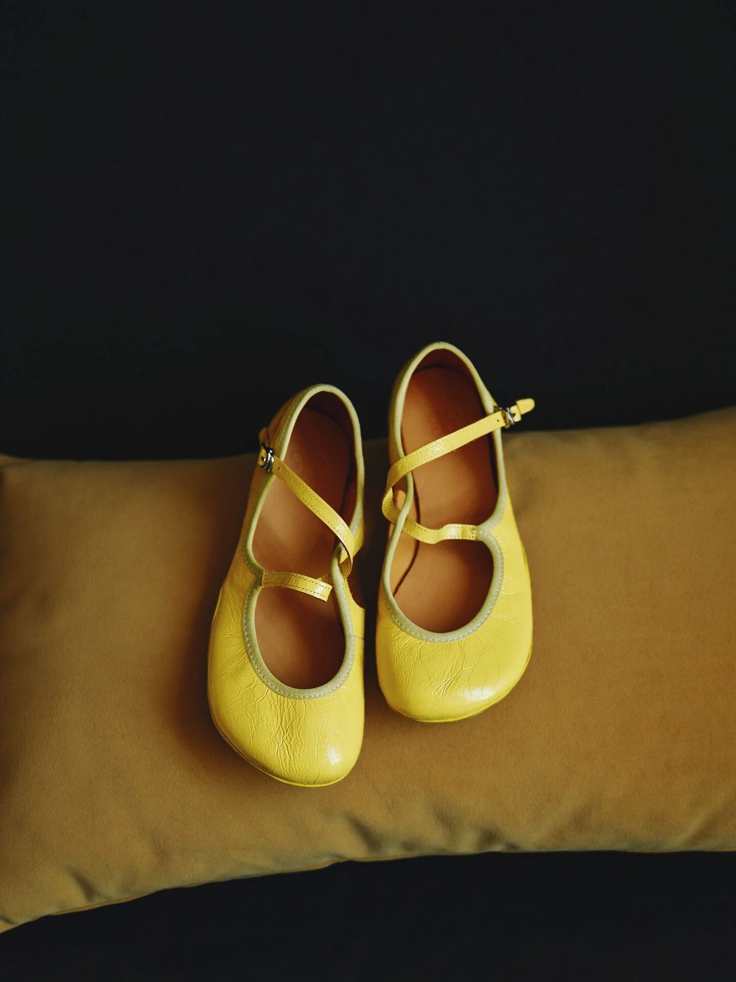 Top Grain Leather Crisscross Mary Jane Flats