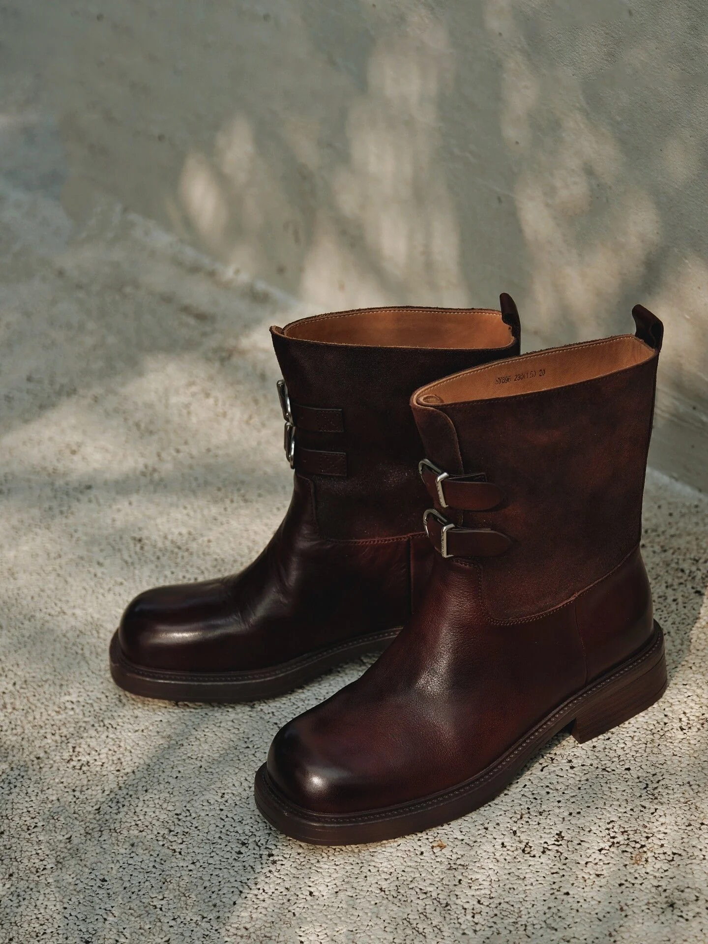 Top Grain Leather Double Buckle Boots - Image 6