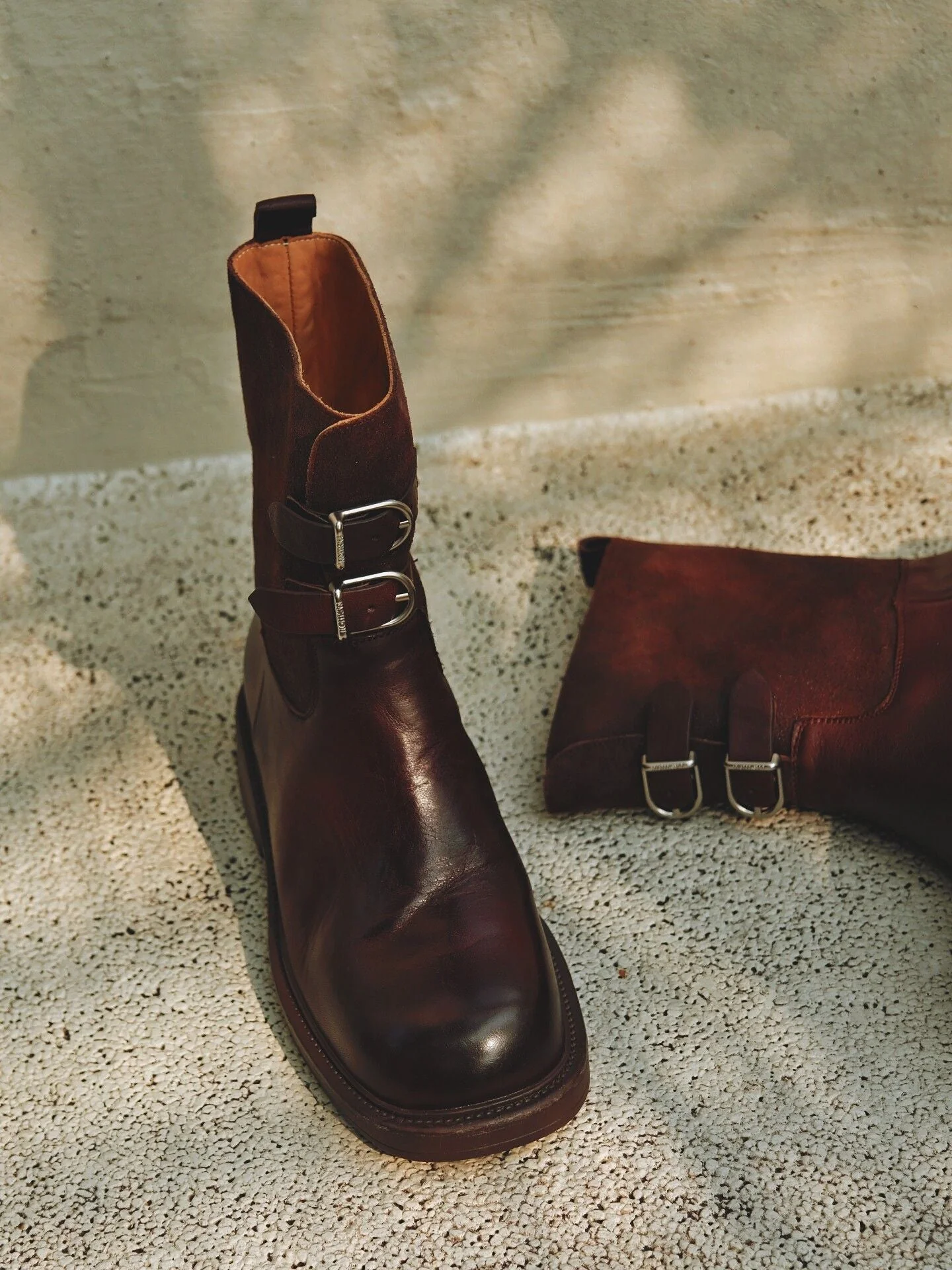 Top Grain Leather Double Buckle Boots - Image 8