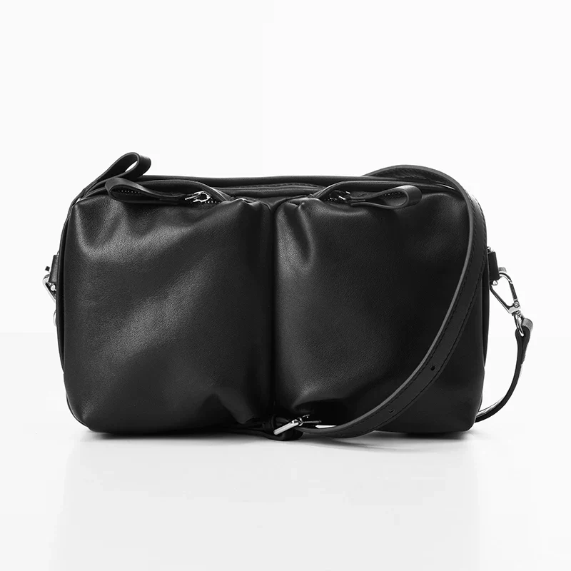 Top-Grain Leather Double-Panel Crossbody Bag - Image 6