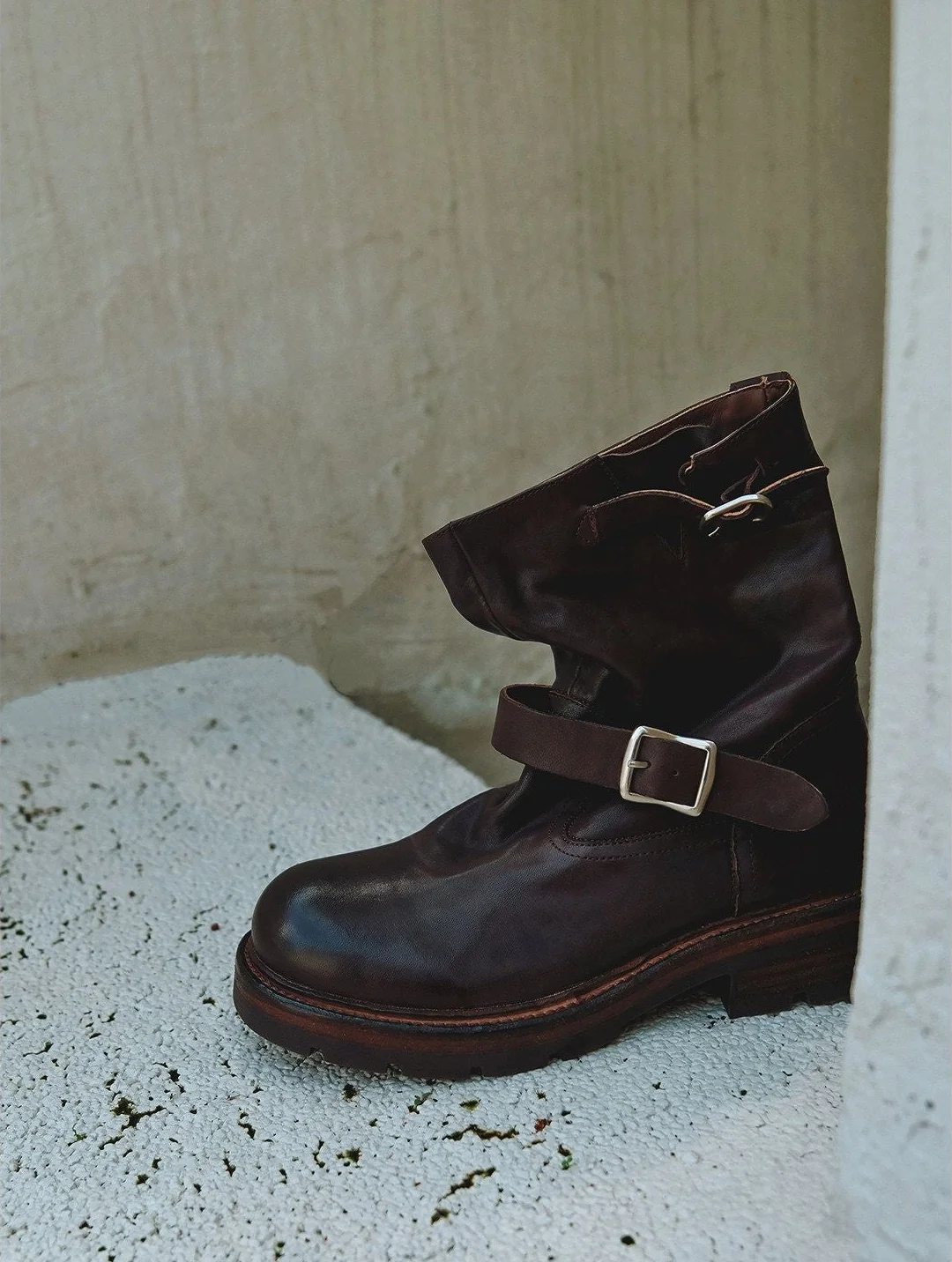 Top Grain Leather Engineer Boot with Buckle - Image 2
