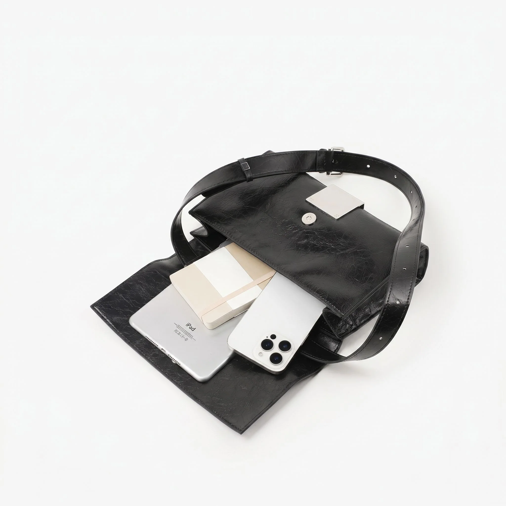 Top-Grain Leather Flap Shoulder Bag