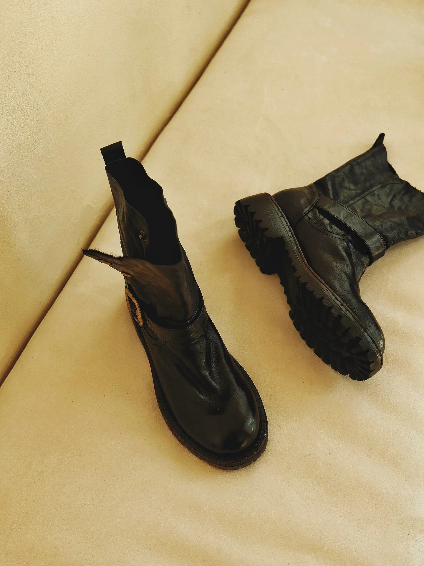 Top Grain Leather Foldover Buckle Boots - Image 4