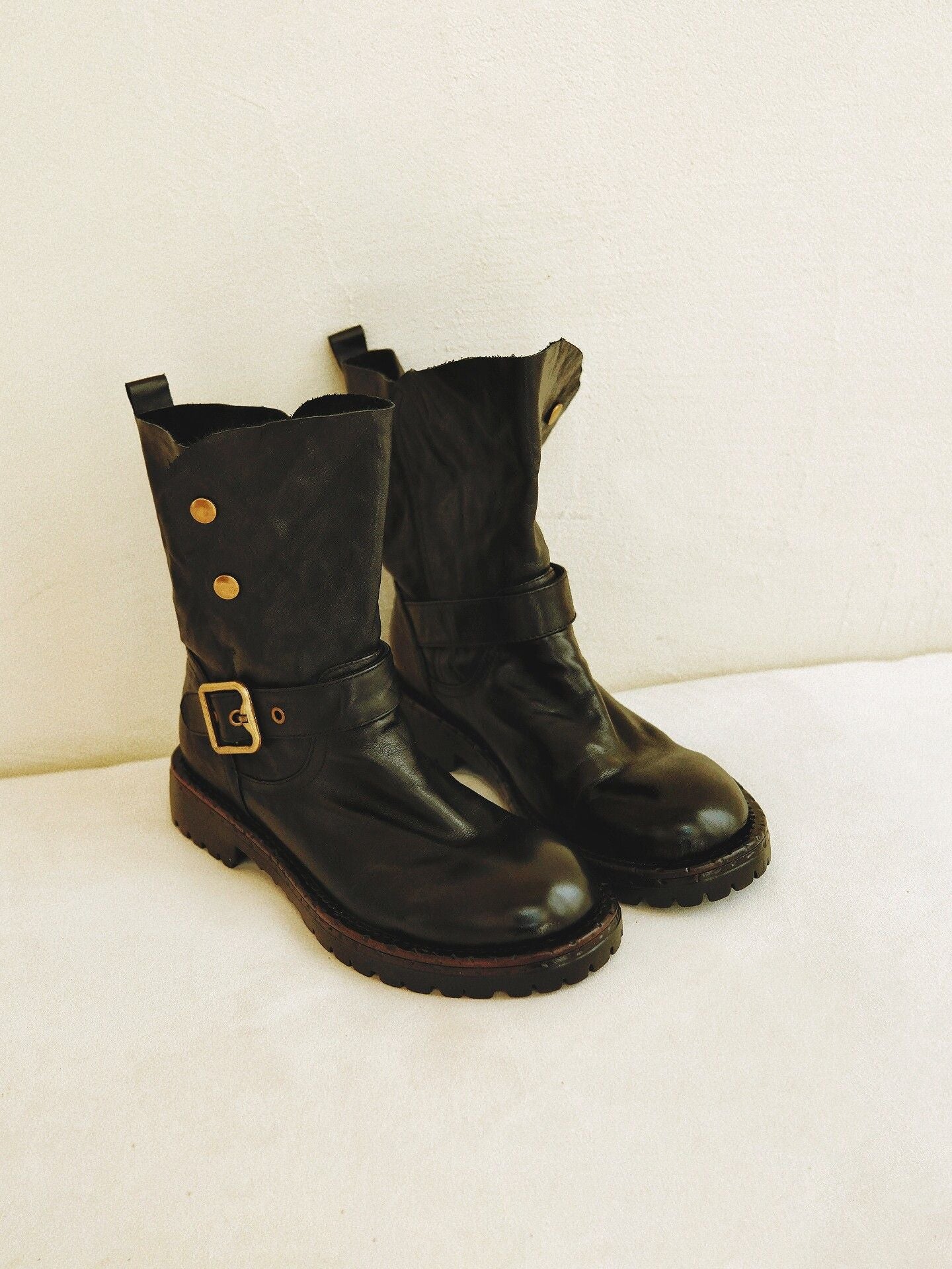 Top Grain Leather Foldover Buckle Boots - Image 5