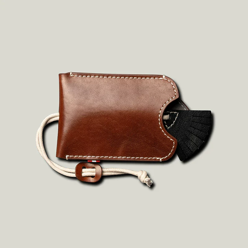 Top Grain Leather Keychain Card Sleeve - Image 7