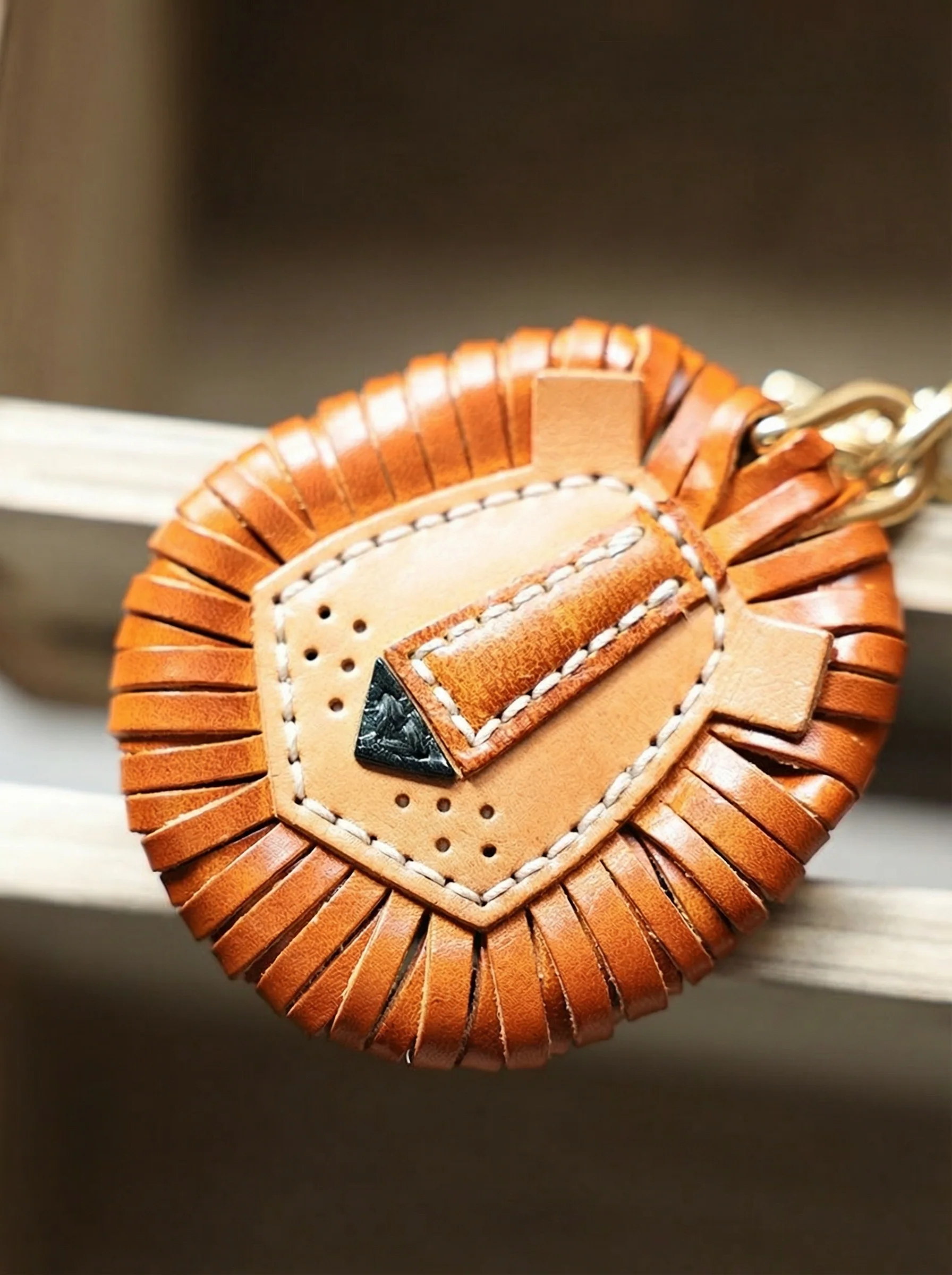 Top-Grain Leather Lion Bag Charm - Image 5