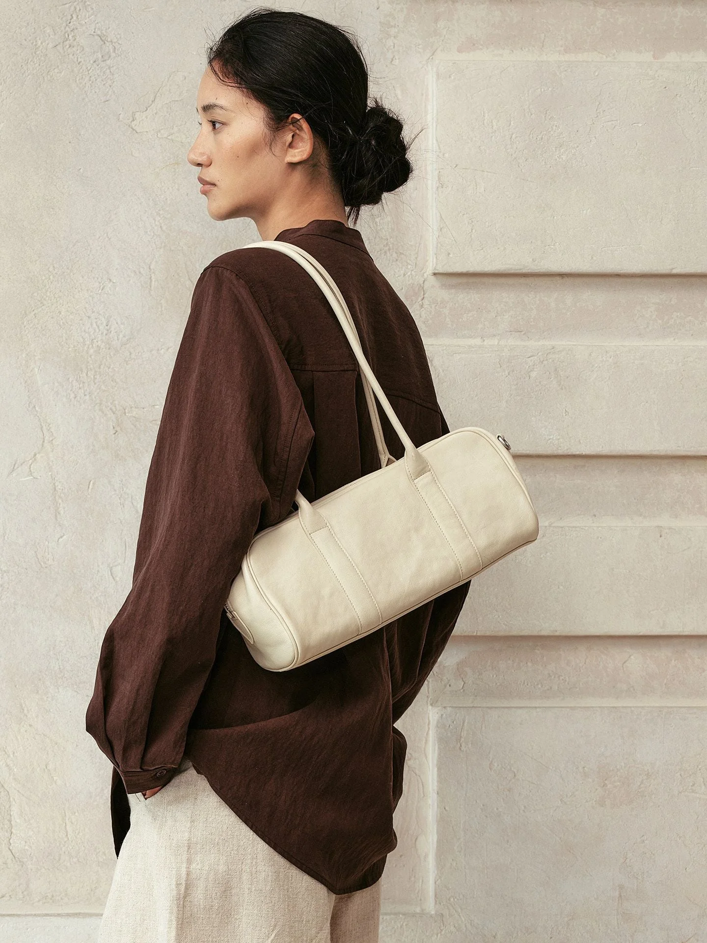 Top Grain Leather Long Shoulder Bag